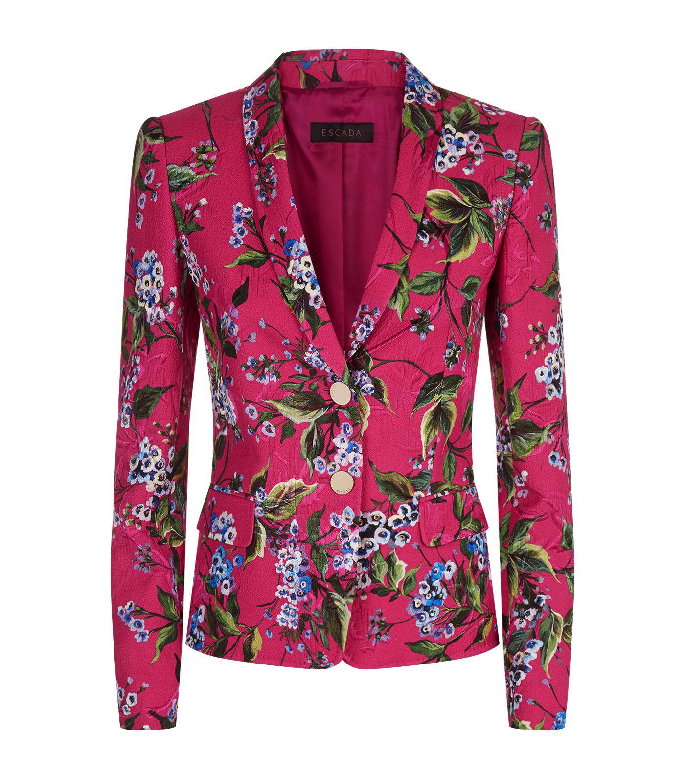 ESCADA Floral Jacquard Blazer in Pink