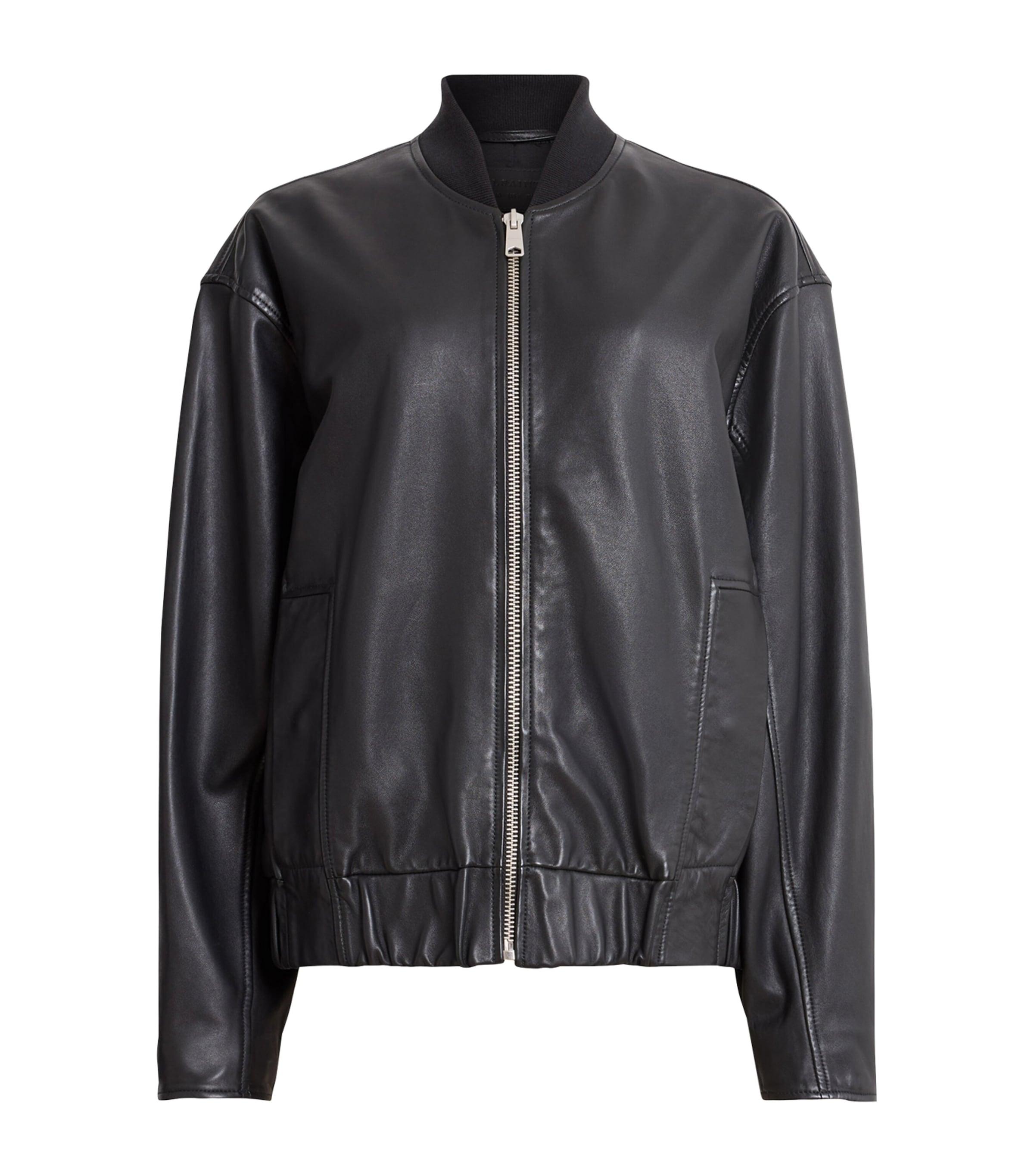 AllSaints Leather Yara Lea Bomber Jacket in Black | Lyst