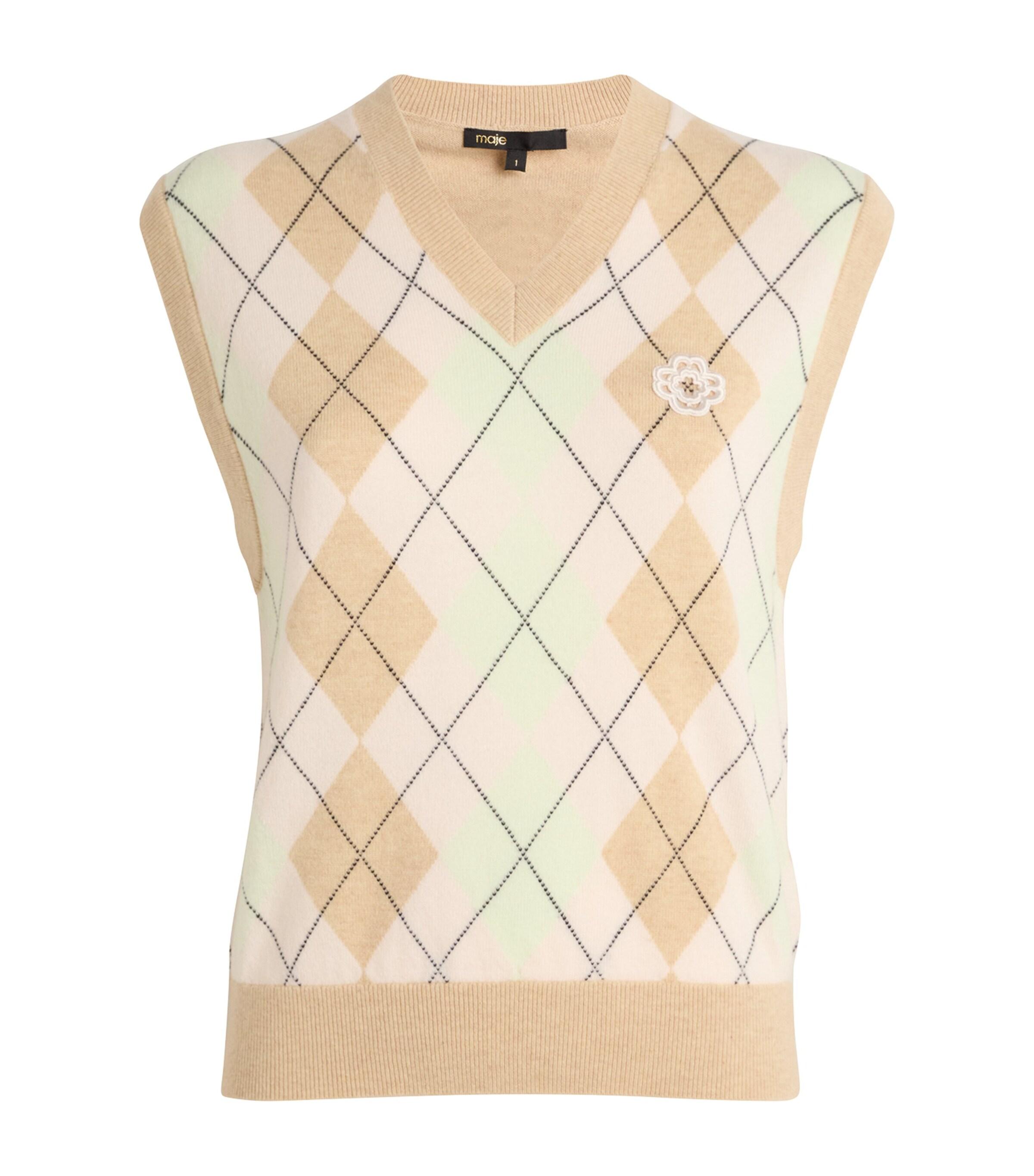 Maje Argyle Sweater Vest in Natural | Lyst
