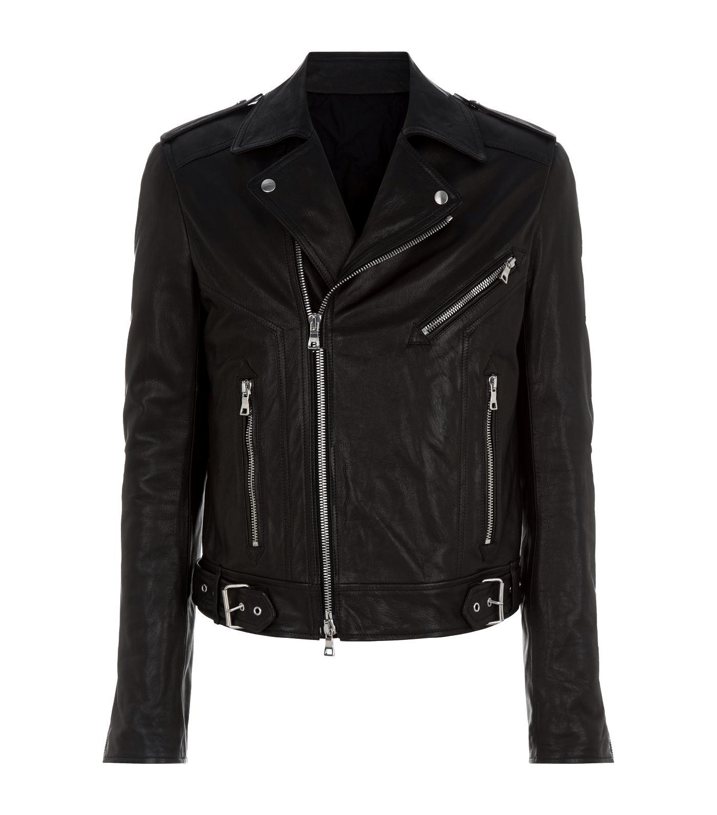 Balmain Logo Embossed Leather Jacket in Black for Men - Lyst