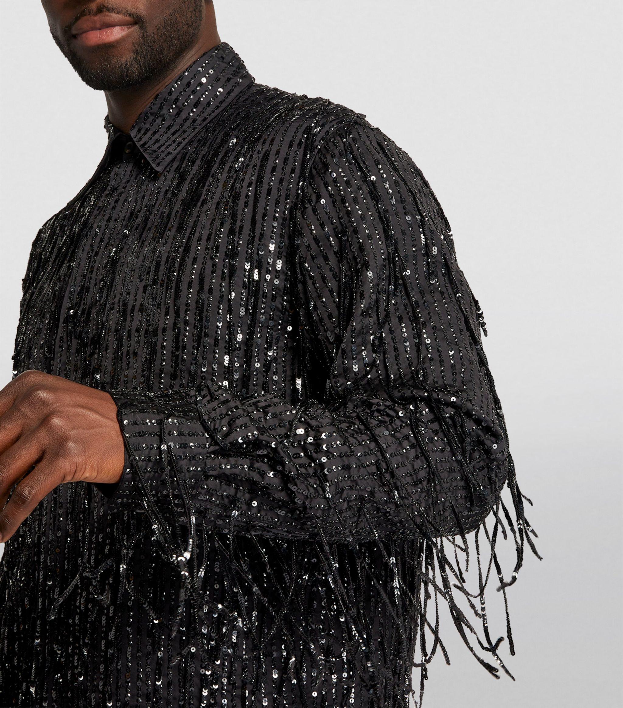 Amiri Embellished Fringe Shirt in Black for Men | Lyst