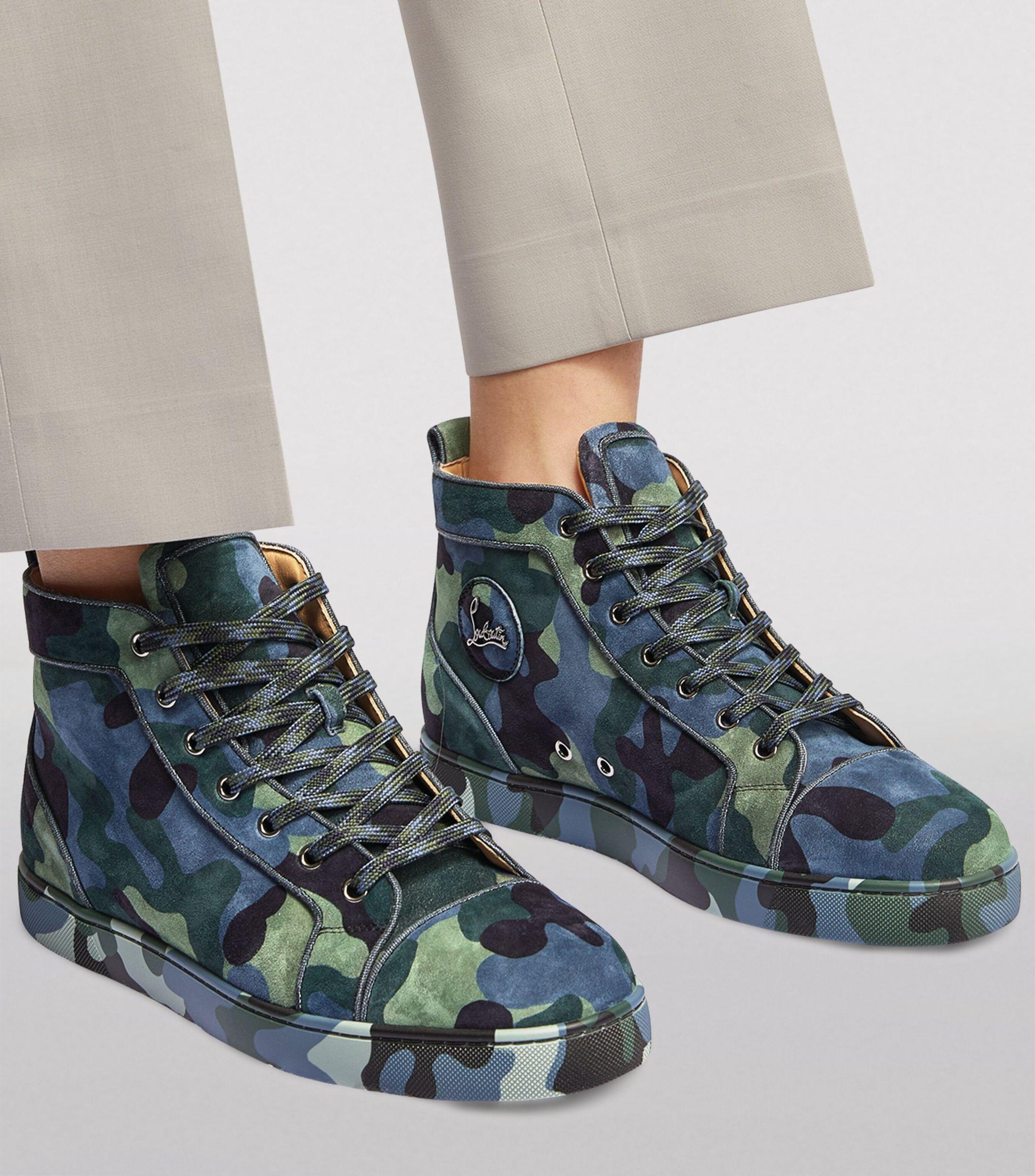 Louis Vuitton Navy Camouflage High-Top Sneakers