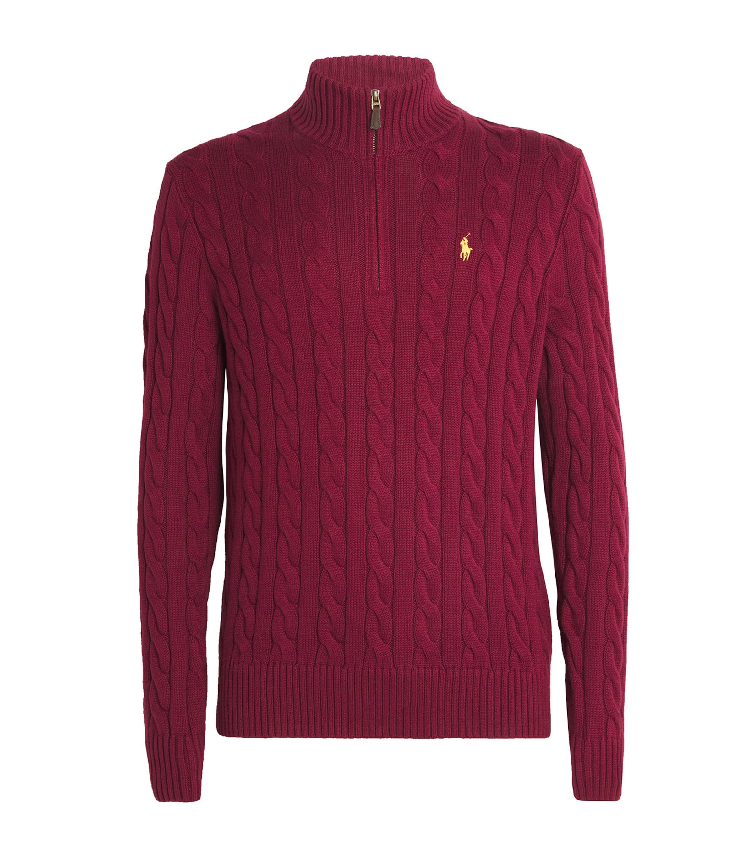 Polo Ralph Lauren Cotton Quarter-Zip Sweater in Red for Men Lyst UK
