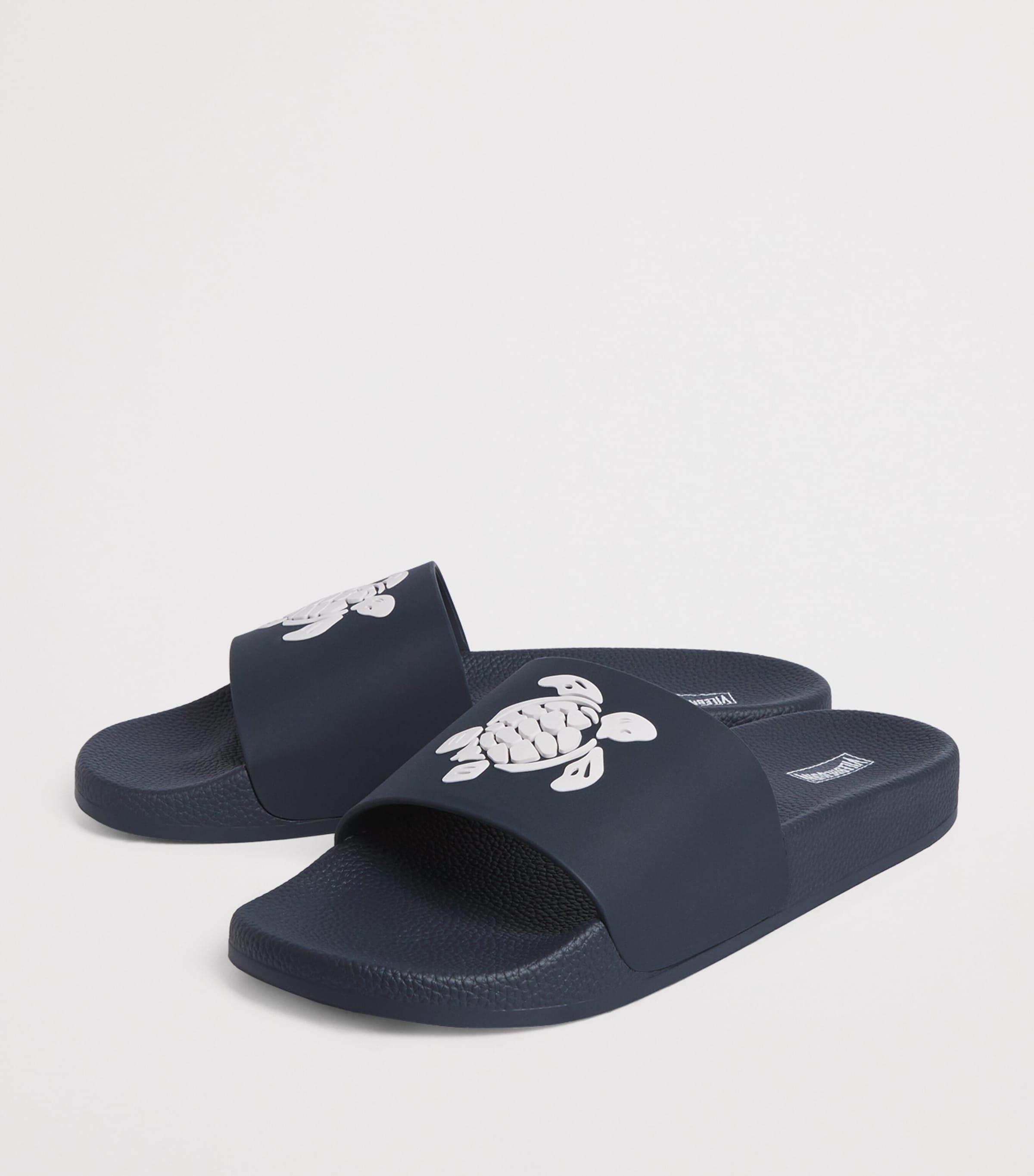 Vilebrequin Navy & White Turtle Men’s Beach Flip Flops Vilebrequin Navy Turtle Bubbles Sandals main image 2