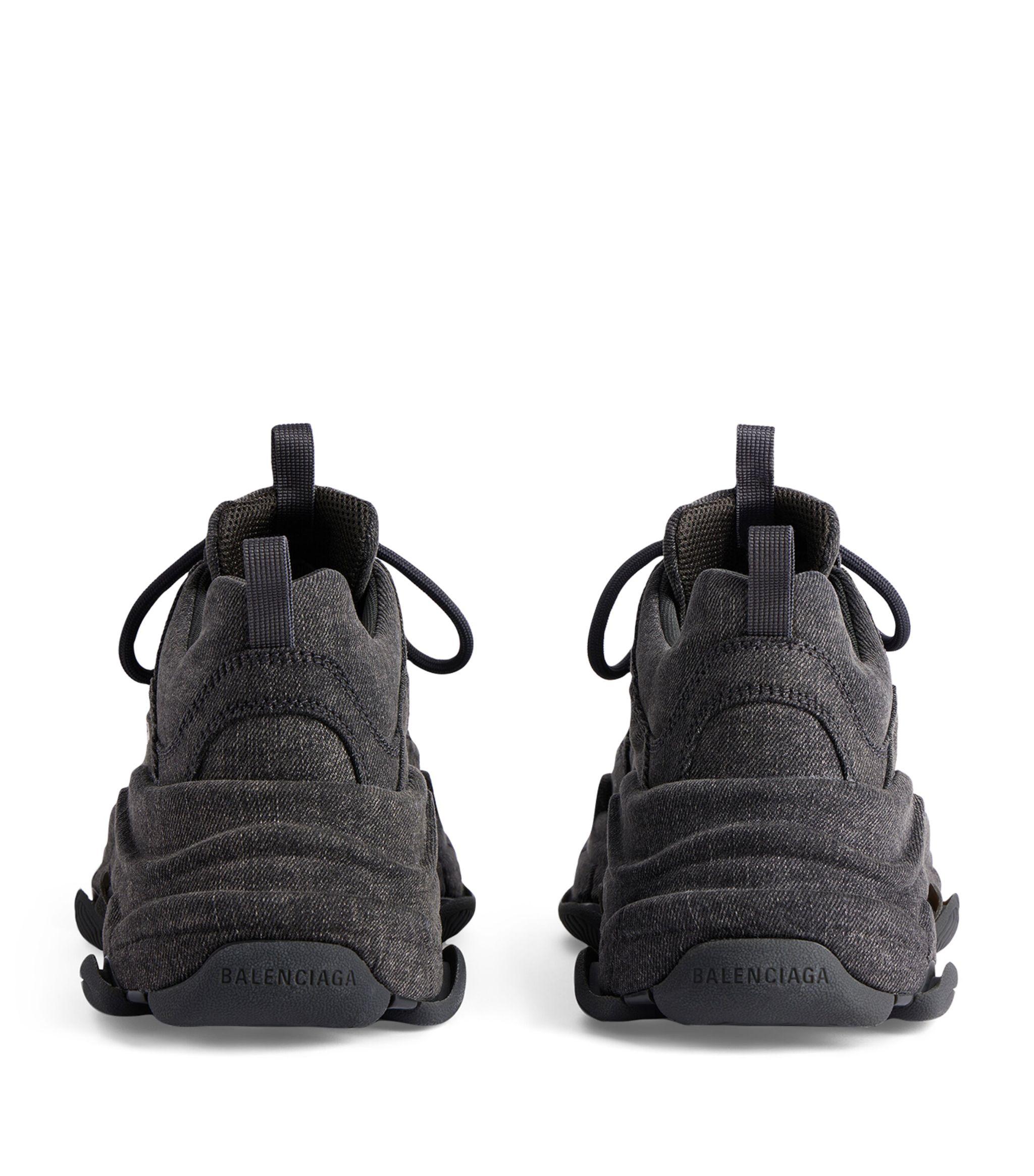 人気★関税込【BALENCIAGA】TRIPLE S DENIM TRAINERS Black Balenciaga Triple S Sneakers Denim | Saks Fifth Avenue