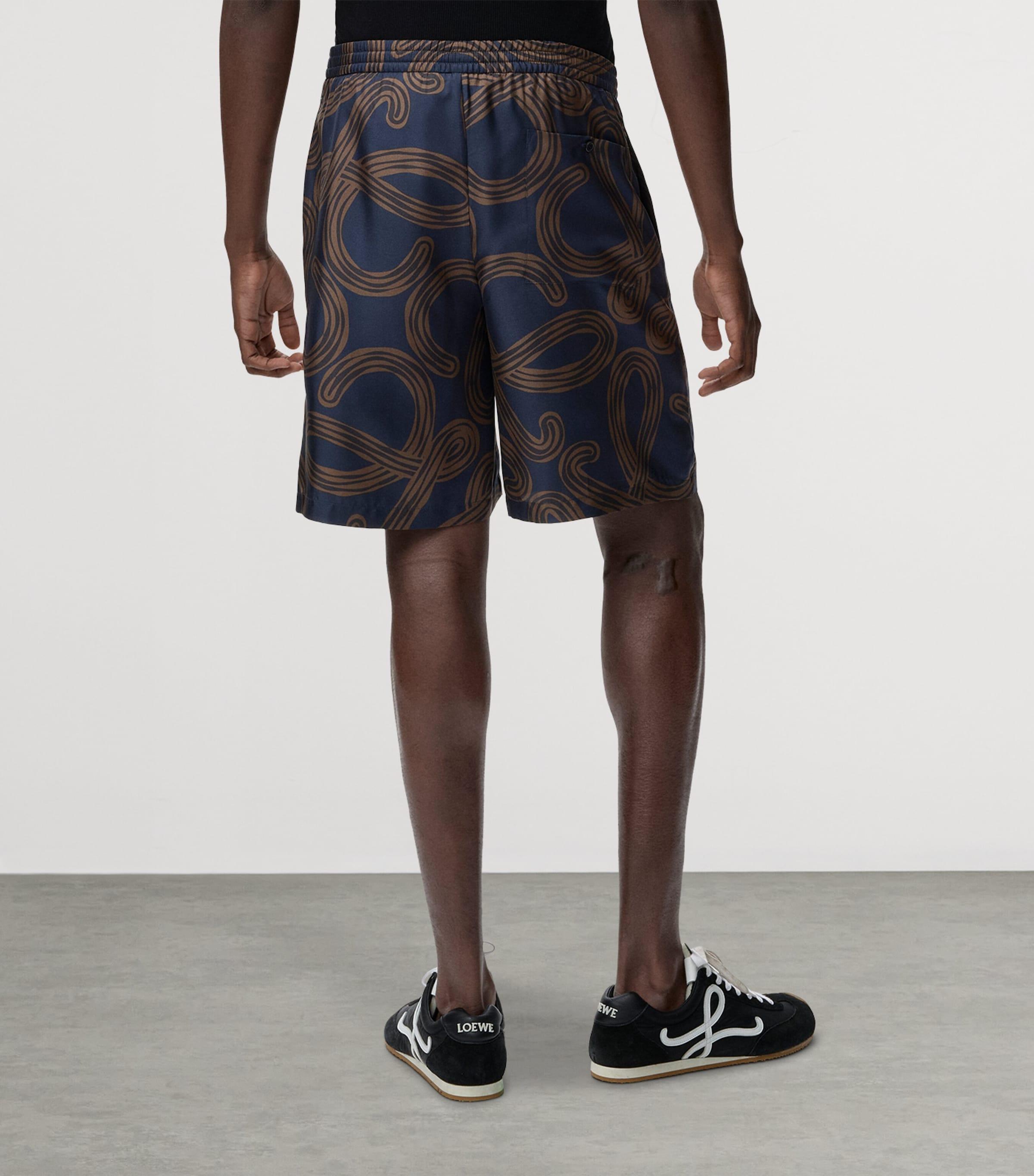 Loewe X Paula's Ibiza Silk Anagram Shorts in Blue for Men | Lyst