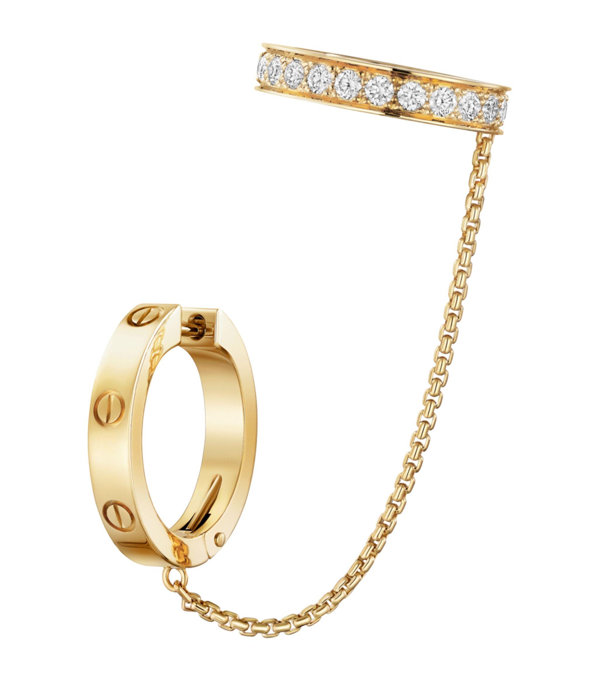 Cartier And Diamond Love Hoop Single Earring in Metallic | Lyst Cartier And Diamond Love Hoop Single Earring in Metallic | Lyst
