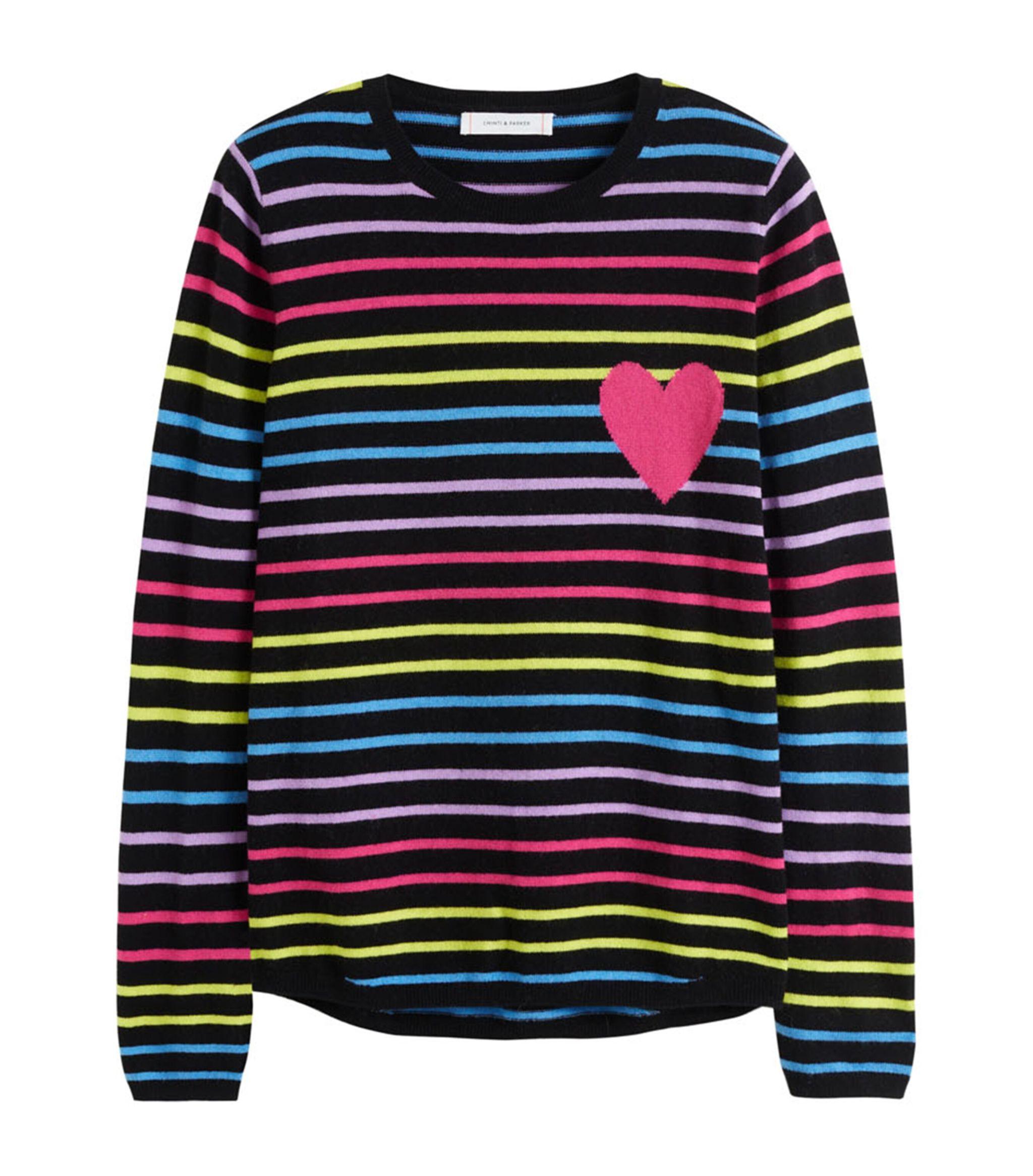 Chinti u0026 Parker Striped Heart Sweater in Blue | Lyst