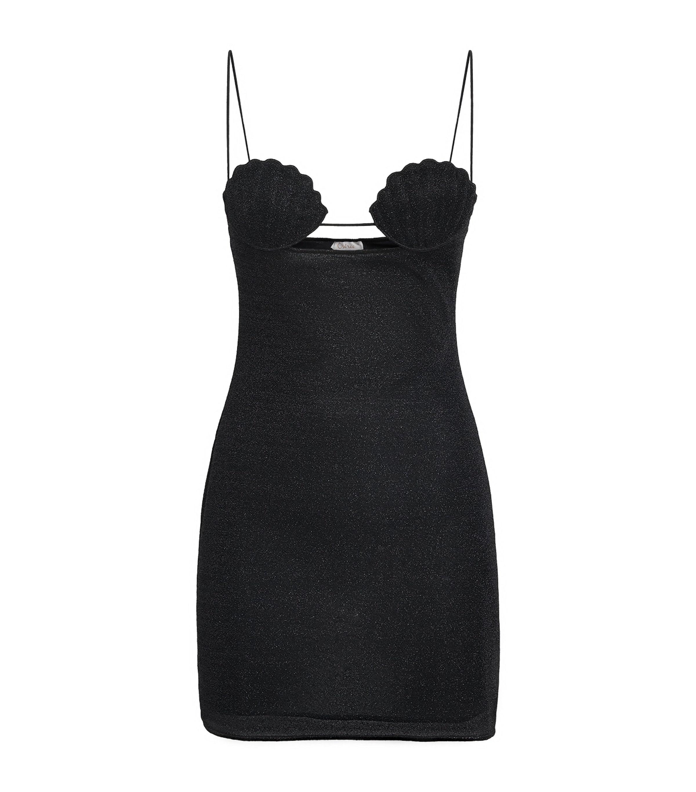 ワンピース Oseree FW25 Black nylon mini dress (FDF257 BLACK) Black sparkling mini dress Oséree - women - OSÉREE