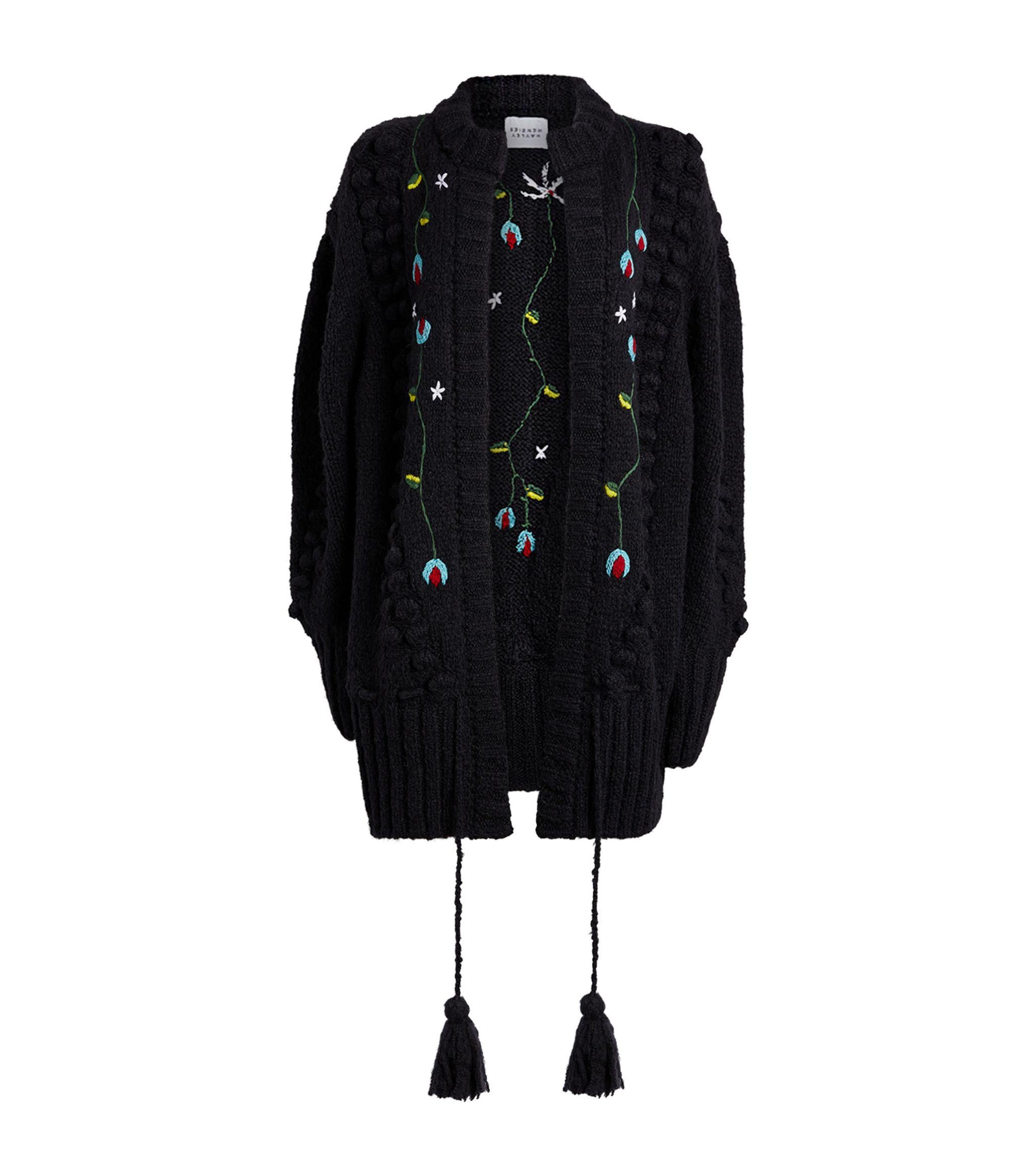 Hayley Menzies Wool Gloria Embroidered Cardigan in Black - Lyst