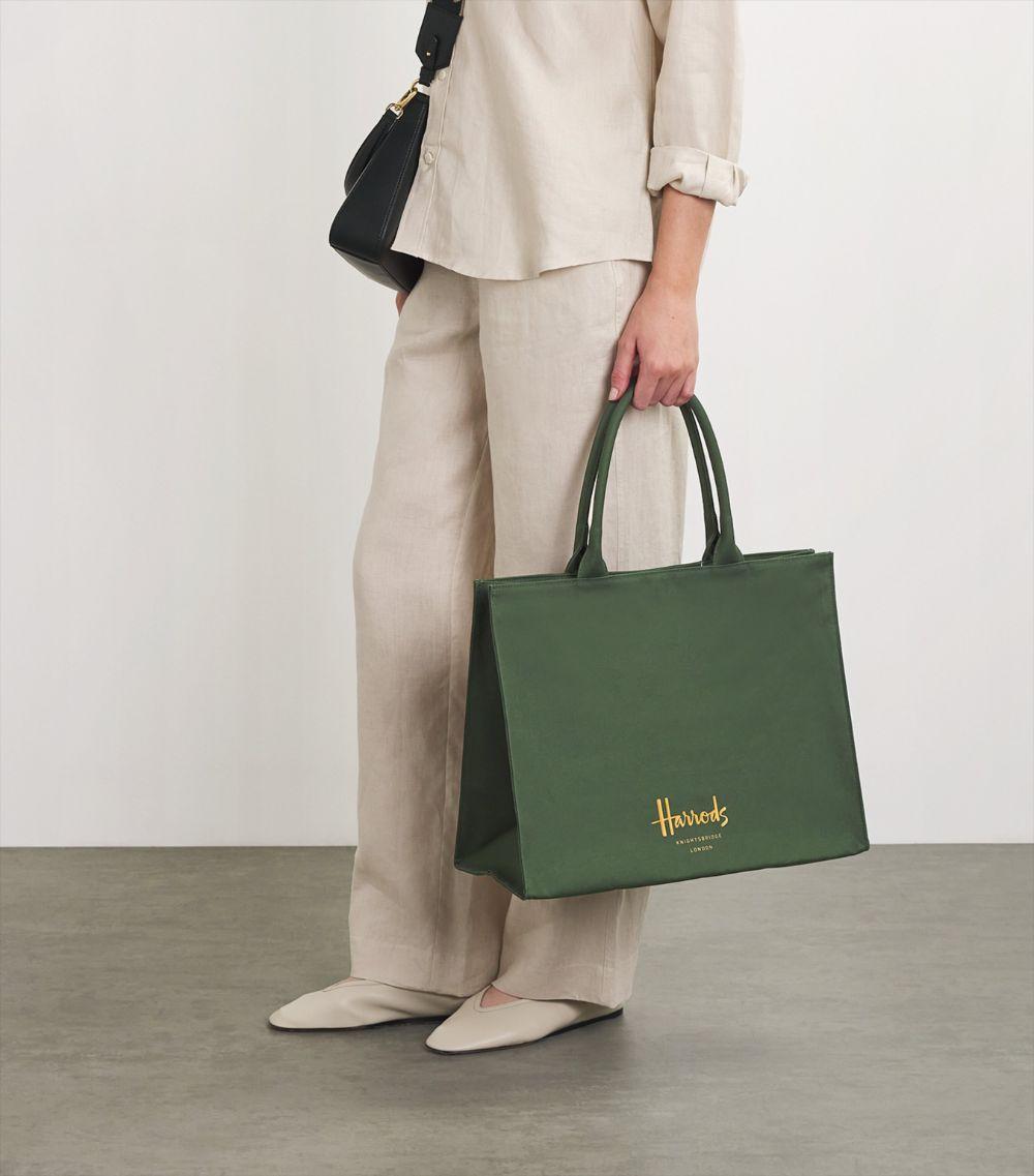 Harrods Large Cotton Logo Tote Bag in Green Lyst