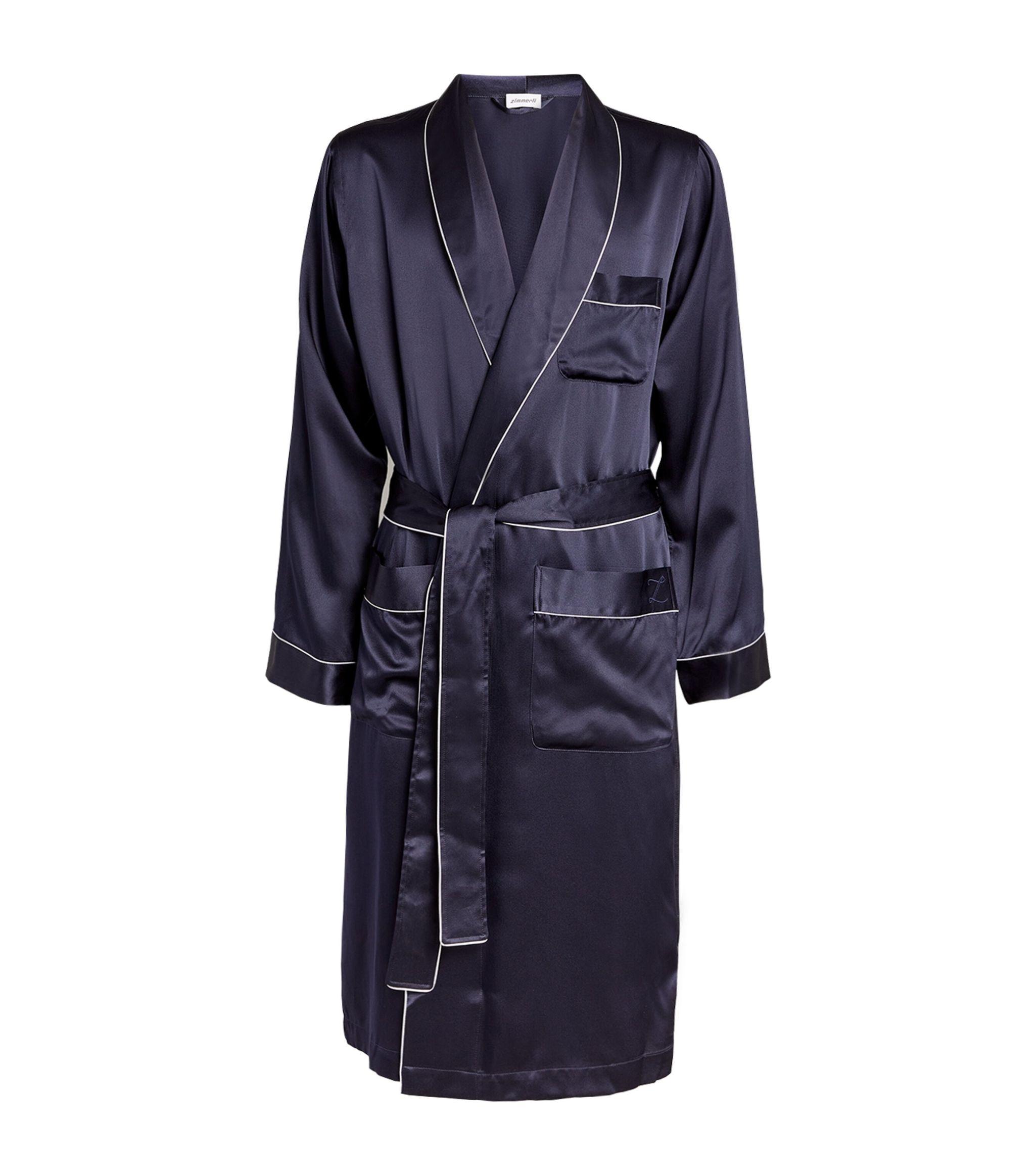 Zimmerli Silk Dressing Gown in Blue for Men Lyst