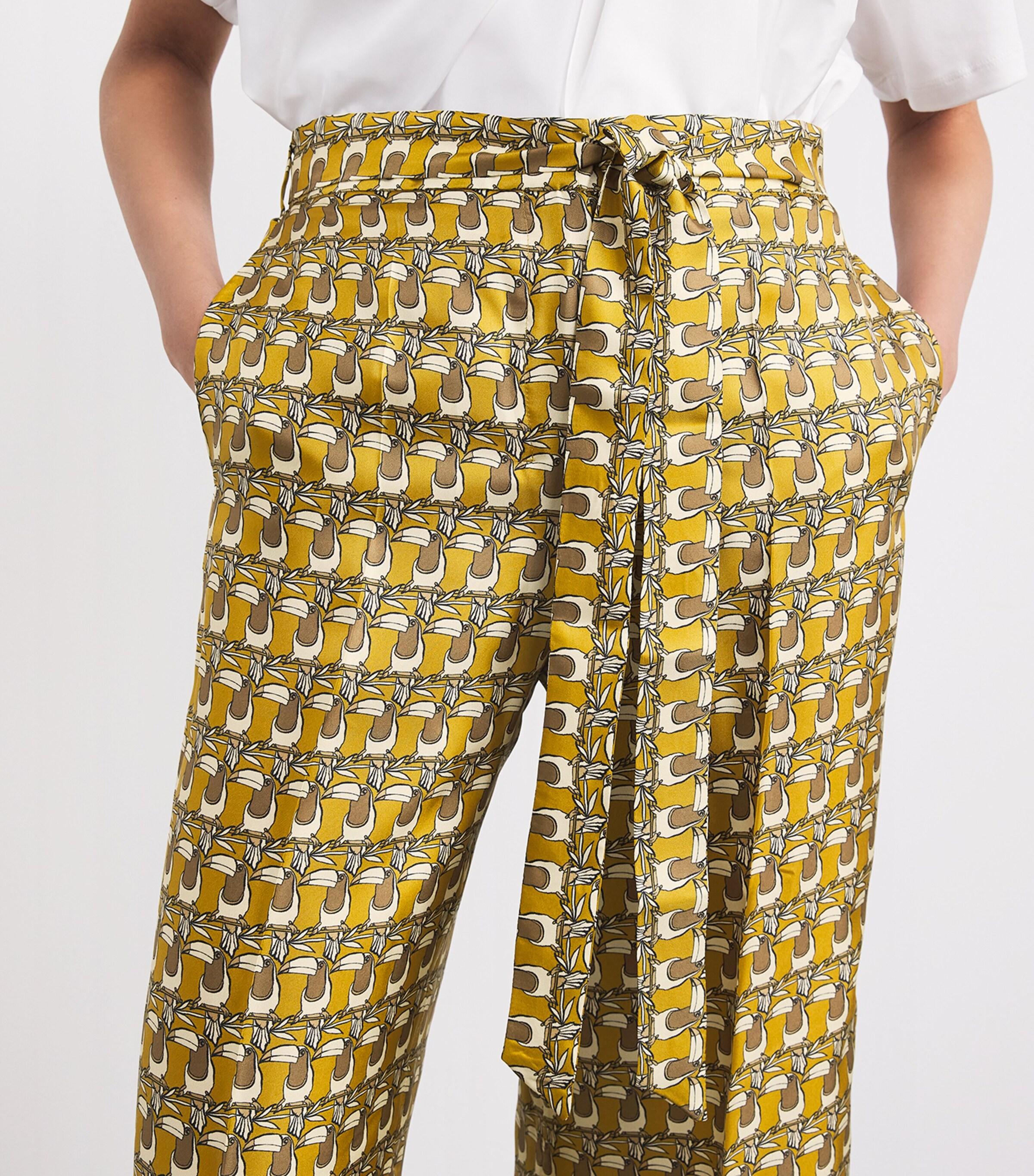 パンツ Max Mara Floral Patterned Yellow Silk Trousers Max Mara Silk Printed Trousers in Yellow | Lyst