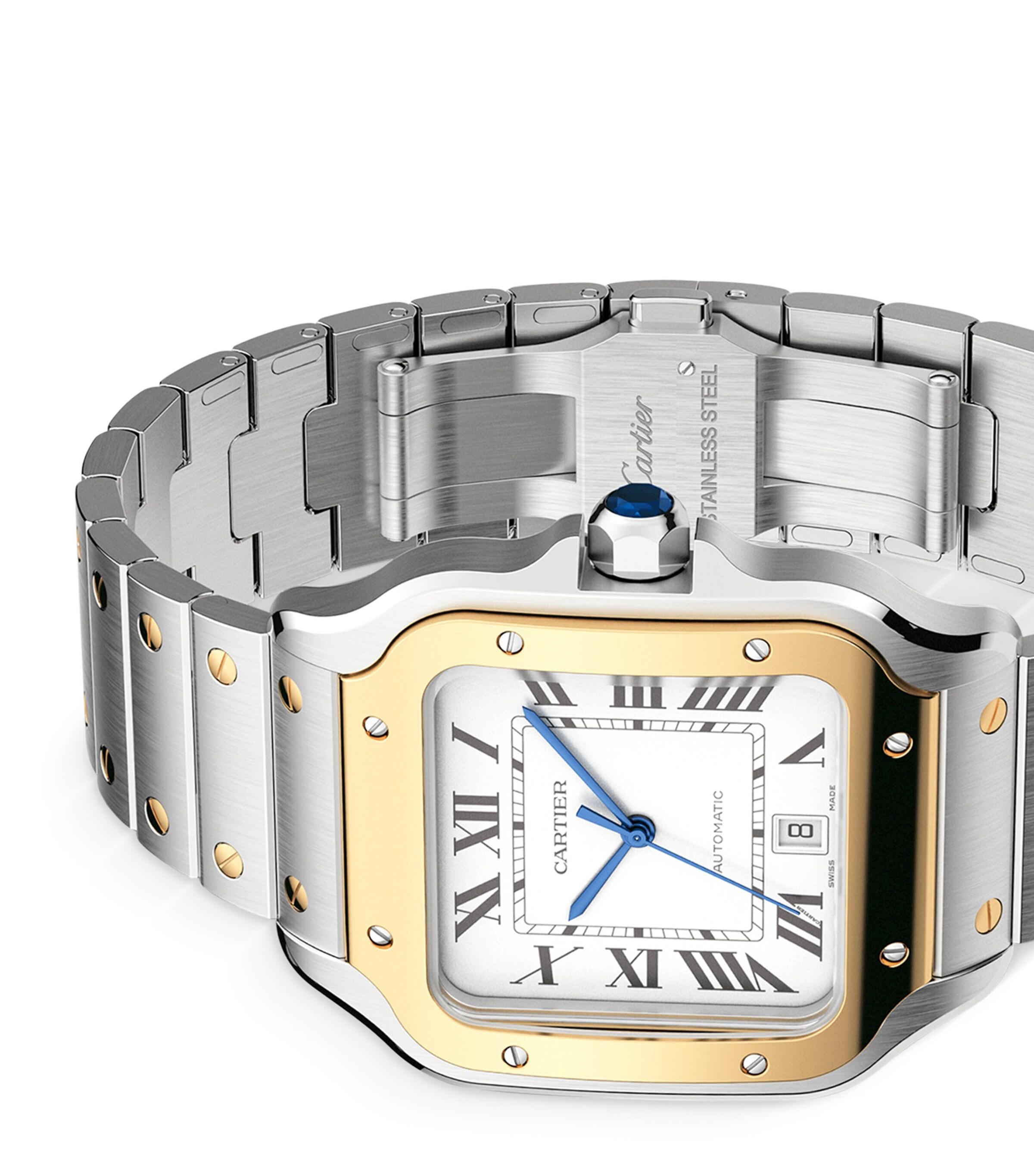 Cartier Stainless Steel And Santos De Watch in White for
