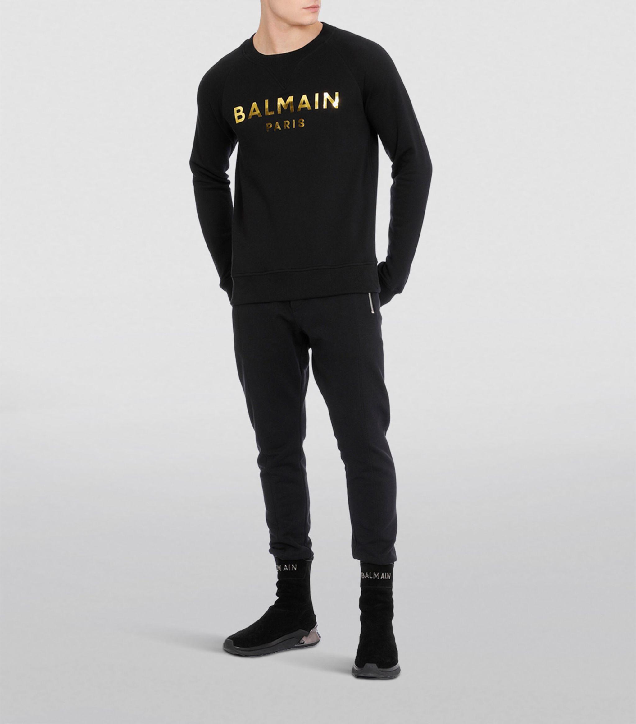 Balmain Logo Sweatshirt in Black for Men | Lyst