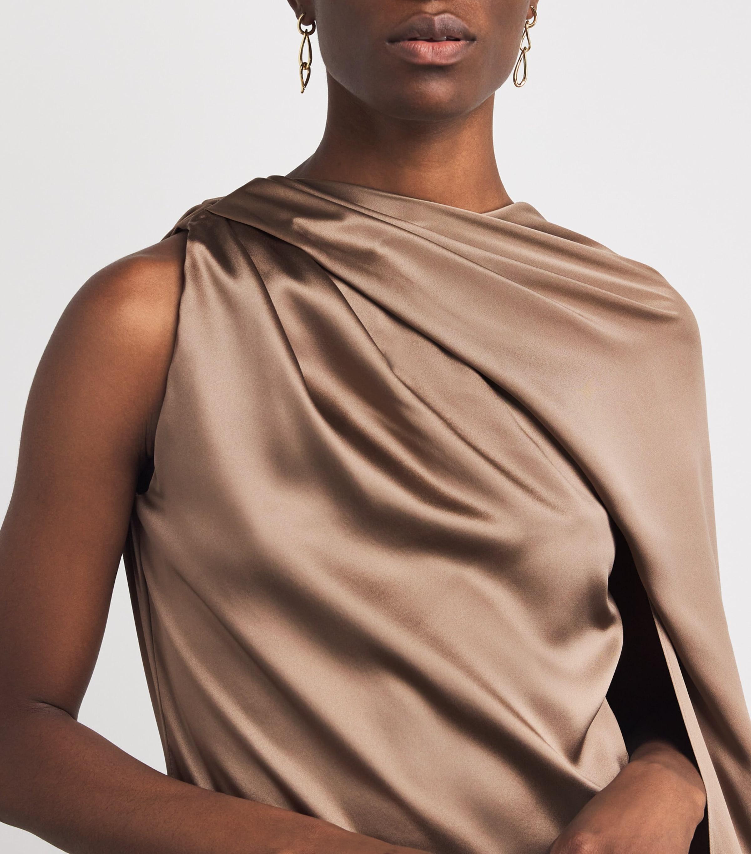 max mara one shoulder dress Elegante one-shoulder silk crpe midi dress in grey - Max Mara