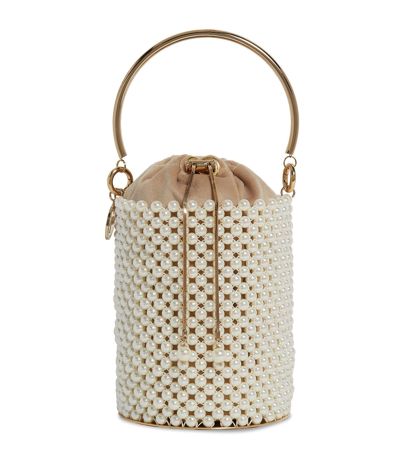 Rosantica Pearl-embellished Febe Bucket Bag in White - Lyst