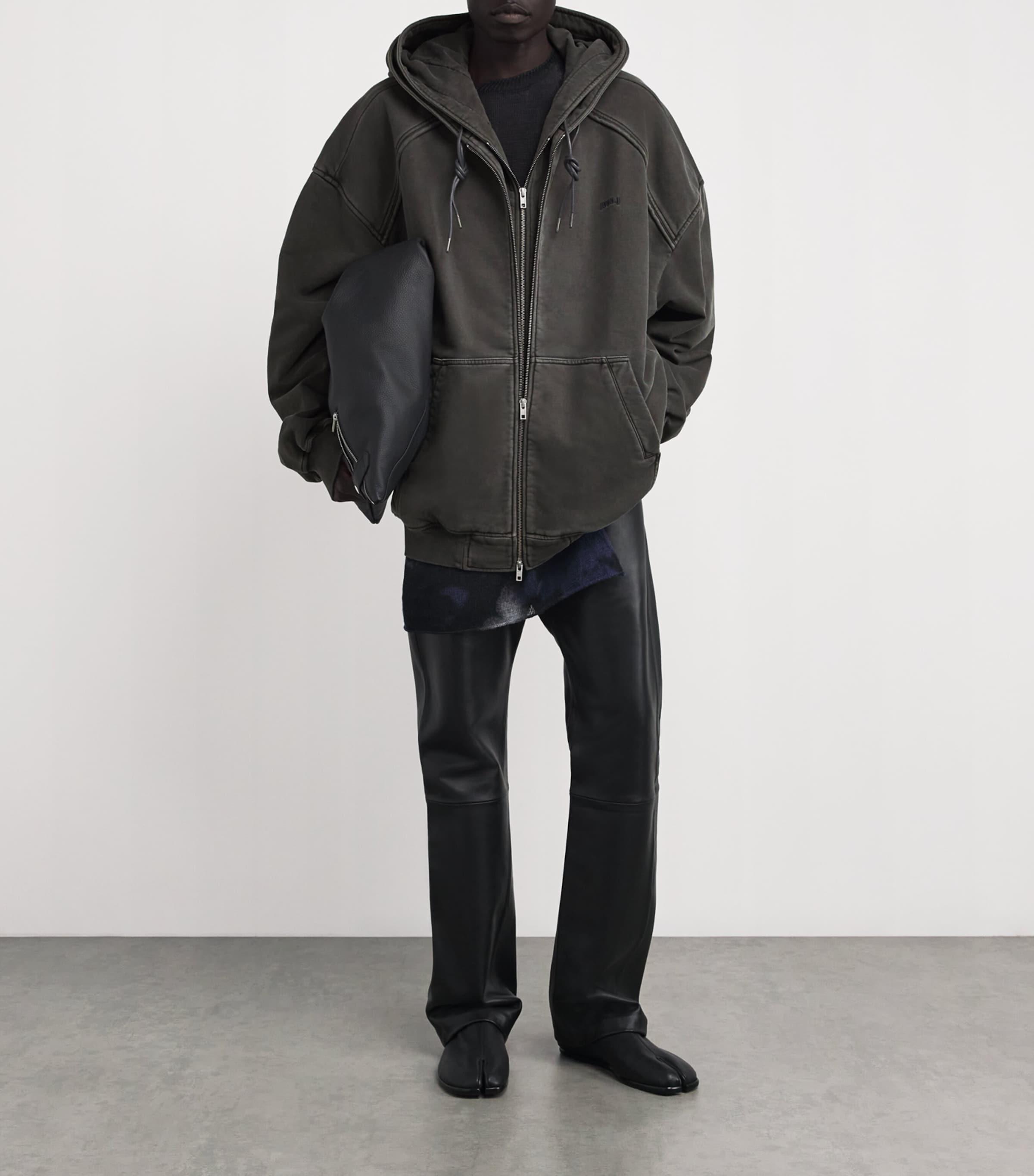 Juun.J Cotton Oversized Double-Layer Zip-Up Hoodie in Gray Juun.J Cotton Oversized Double-Layer Zip-Up Hoodie in Gray