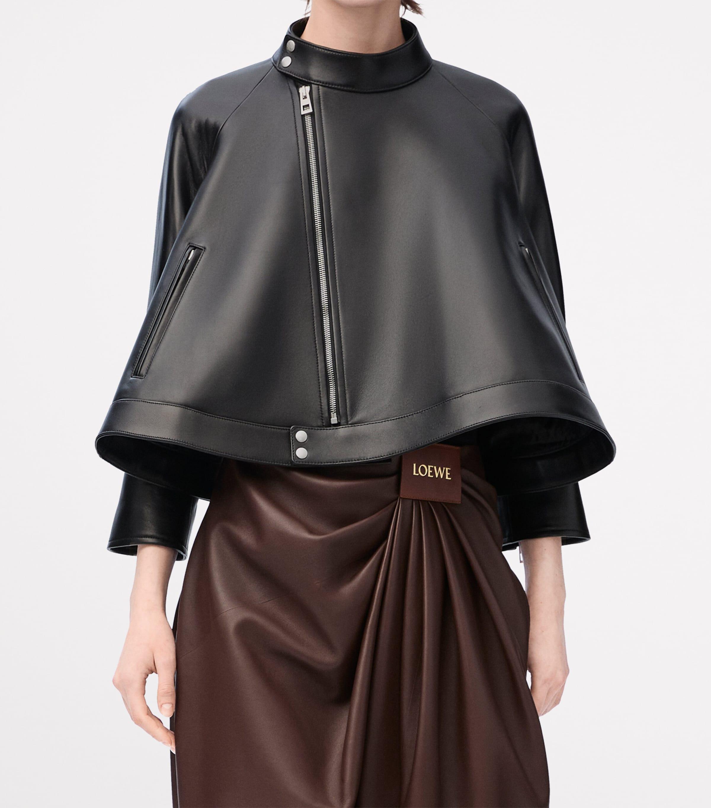 Loewe Leather Trapeze Jacket in Black | Lyst