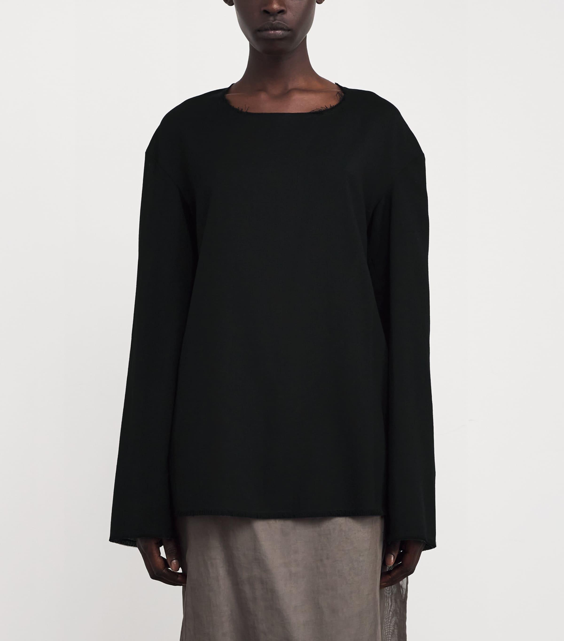 Tシャツ・カットソー [The Row] Cattaleya Top in Wool Cattaleya Top Black in Wool – The Row