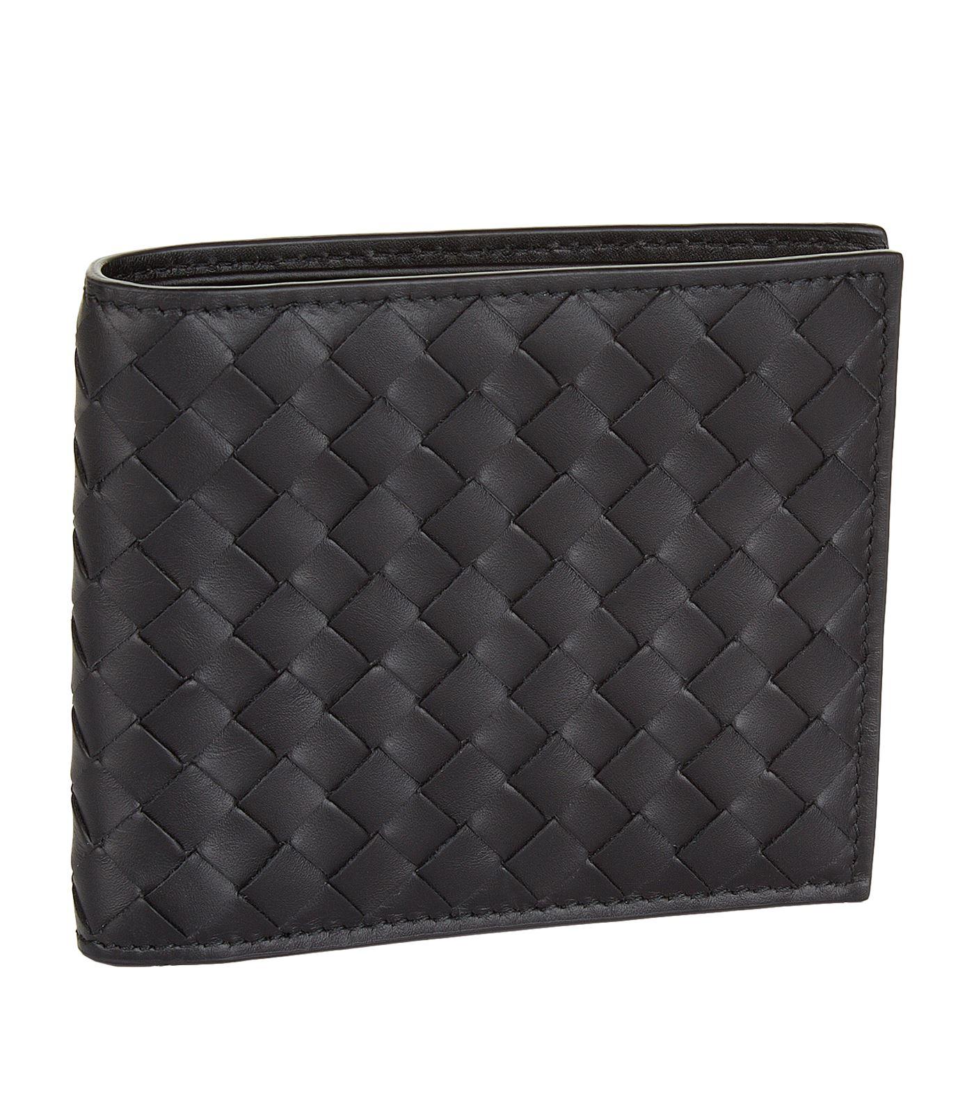 Bottega Veneta Intrecciato Leather Hinge Wallet in Black for Men - Save ...