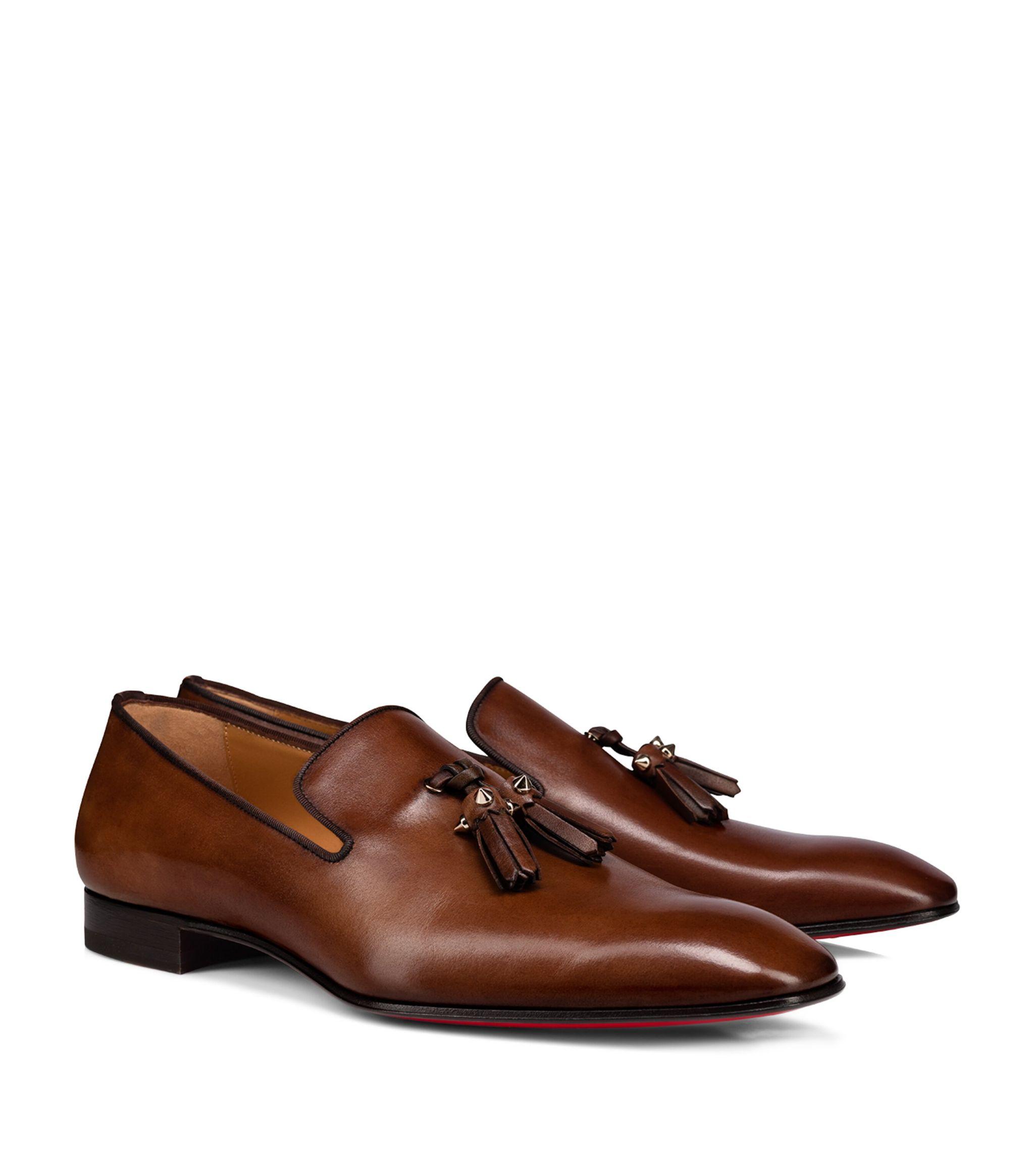 Christian Louboutin Dandelion Tassel Leather Loafers in Brown for