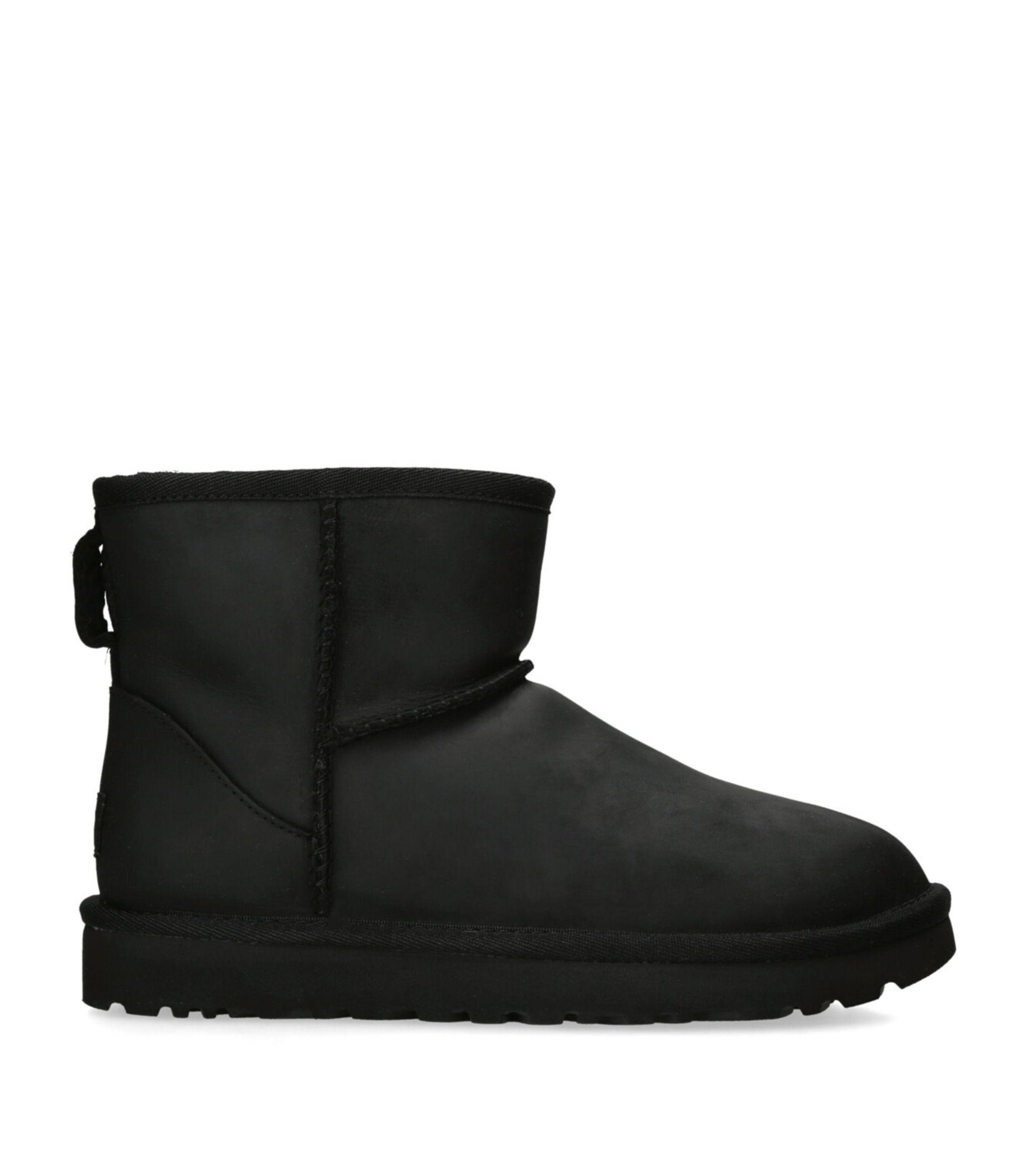 UGG Leather Classic Mini Boots in Black | Lyst