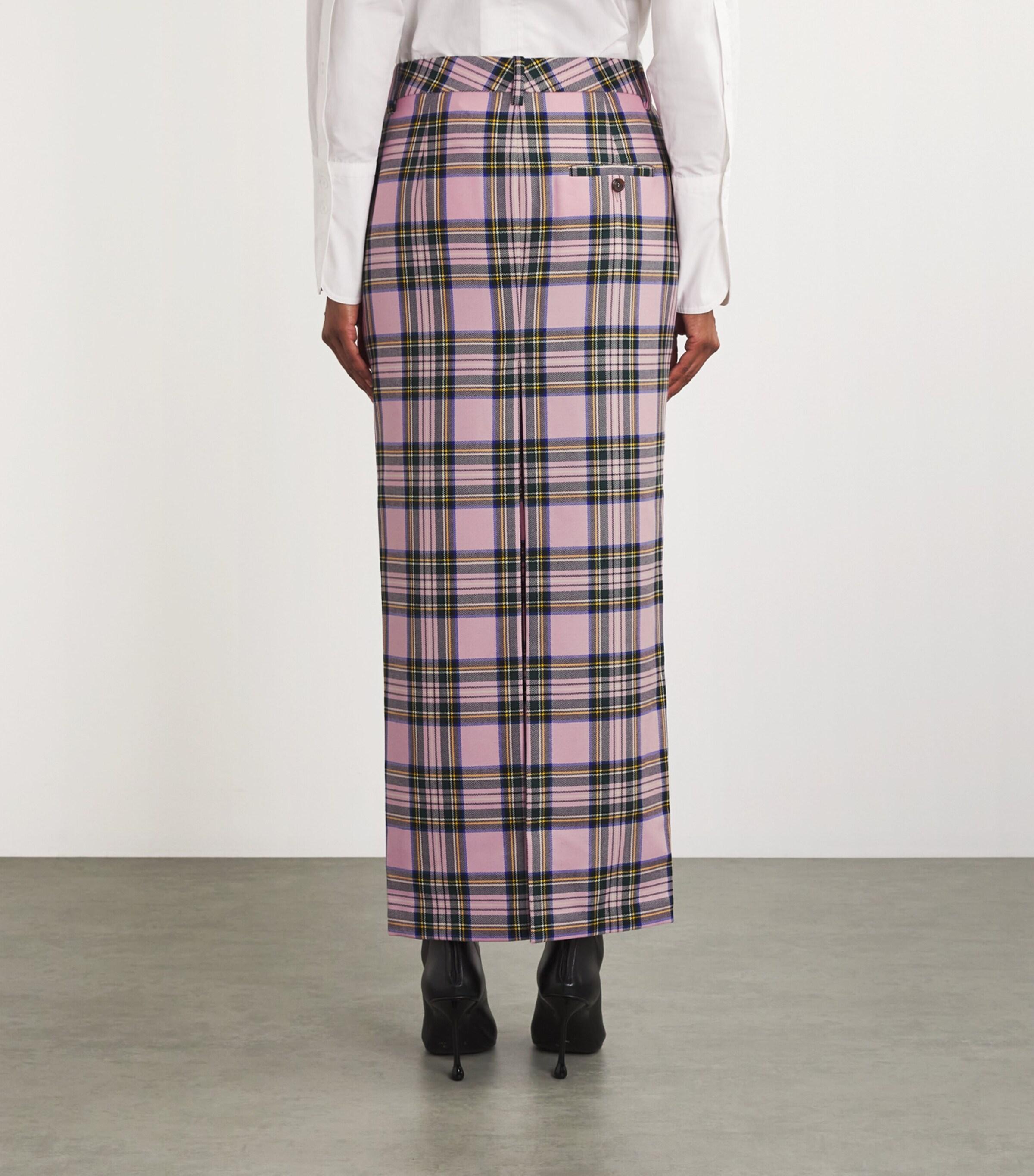Plaid pencil skirt pink discount