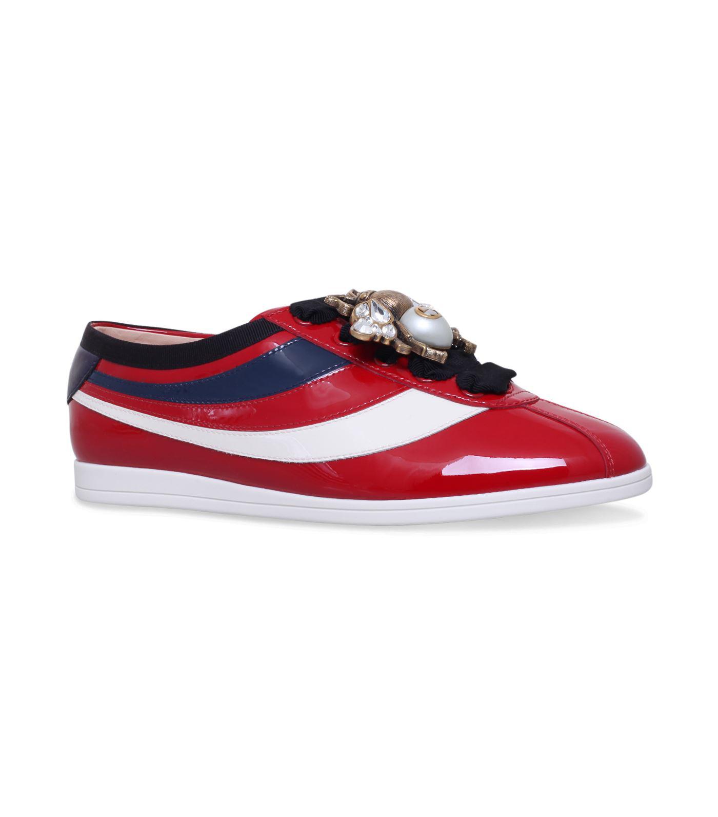 Gucci Falacer Bee Patent Leather Sneakers in Red | Lyst