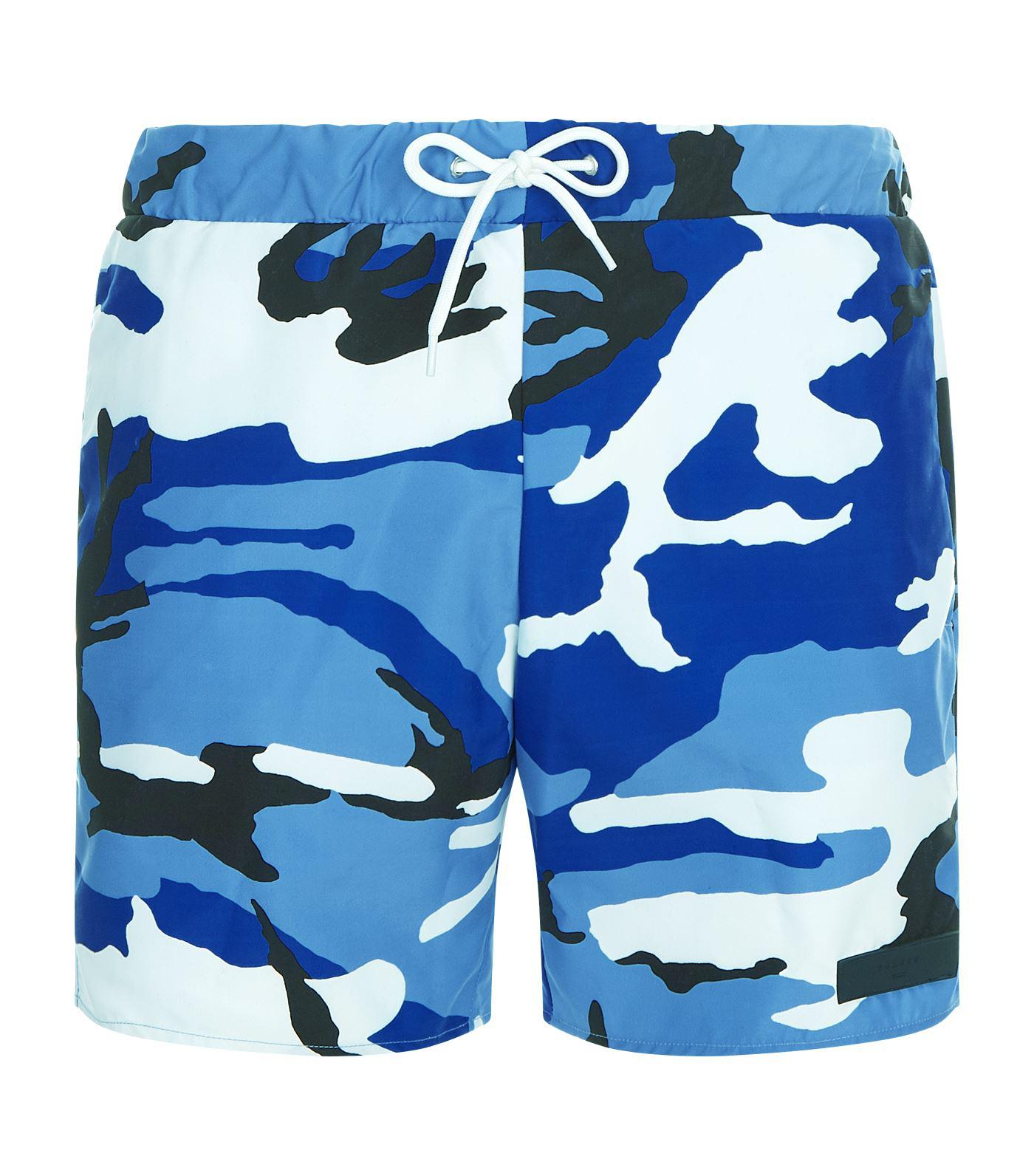 blue camo swim shorts