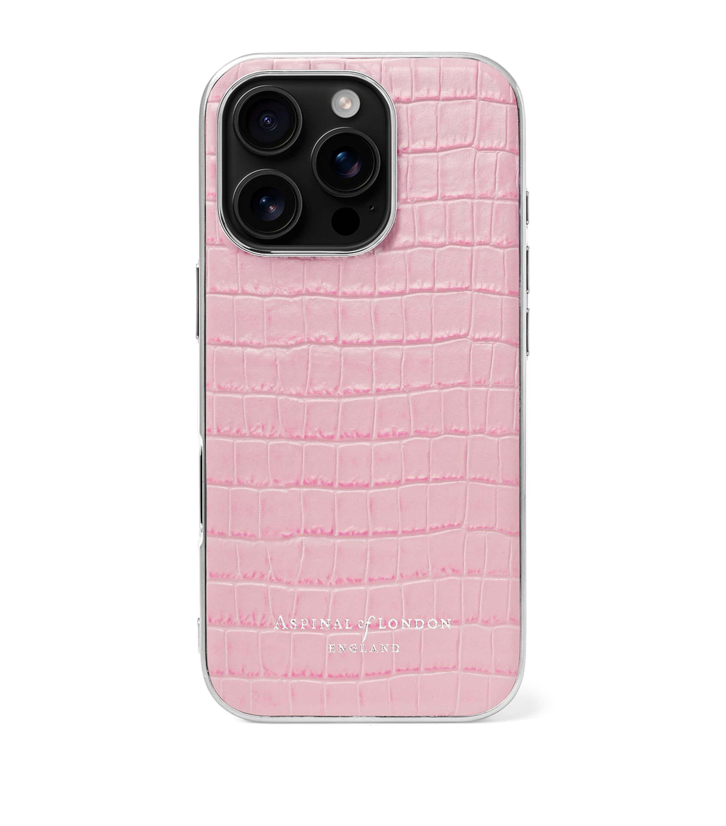 Aspinal of London Croc-Embossed Leather Iphone 16 Pro Case in Pink | Lyst