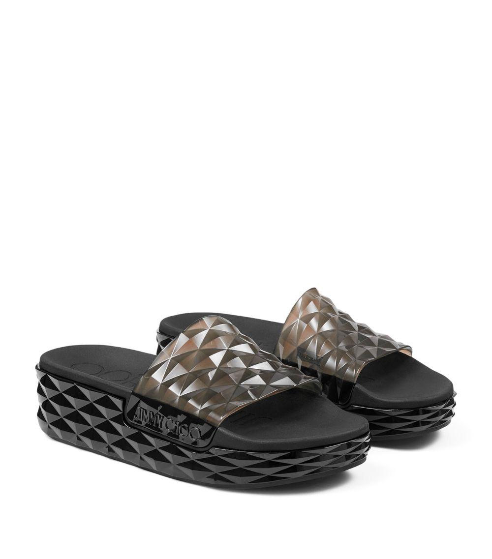 Jimmy Choo Diamond Slides in Black | Lyst