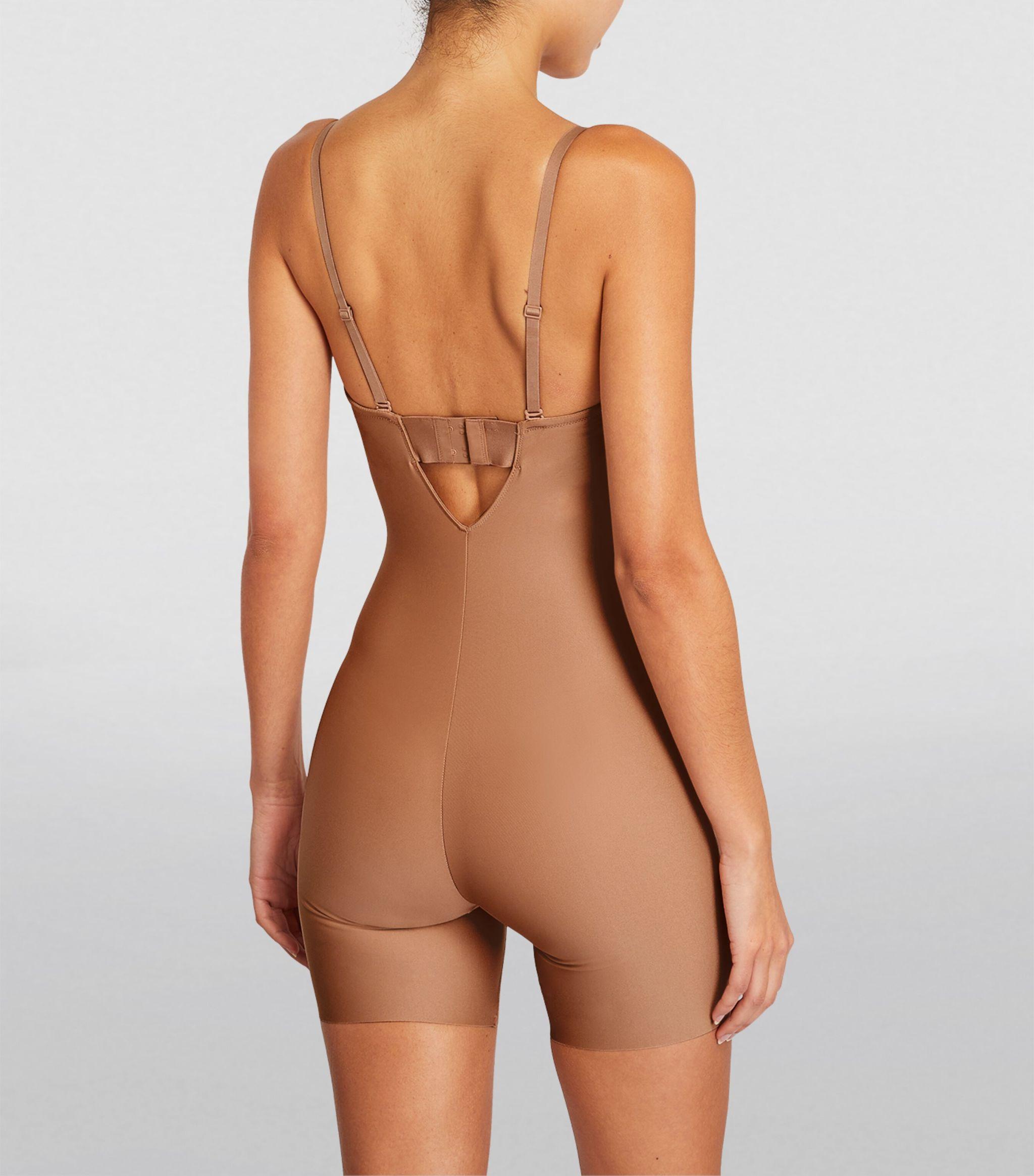 Skims Moulded Underwire Mid-thigh Bodysuit in Brown