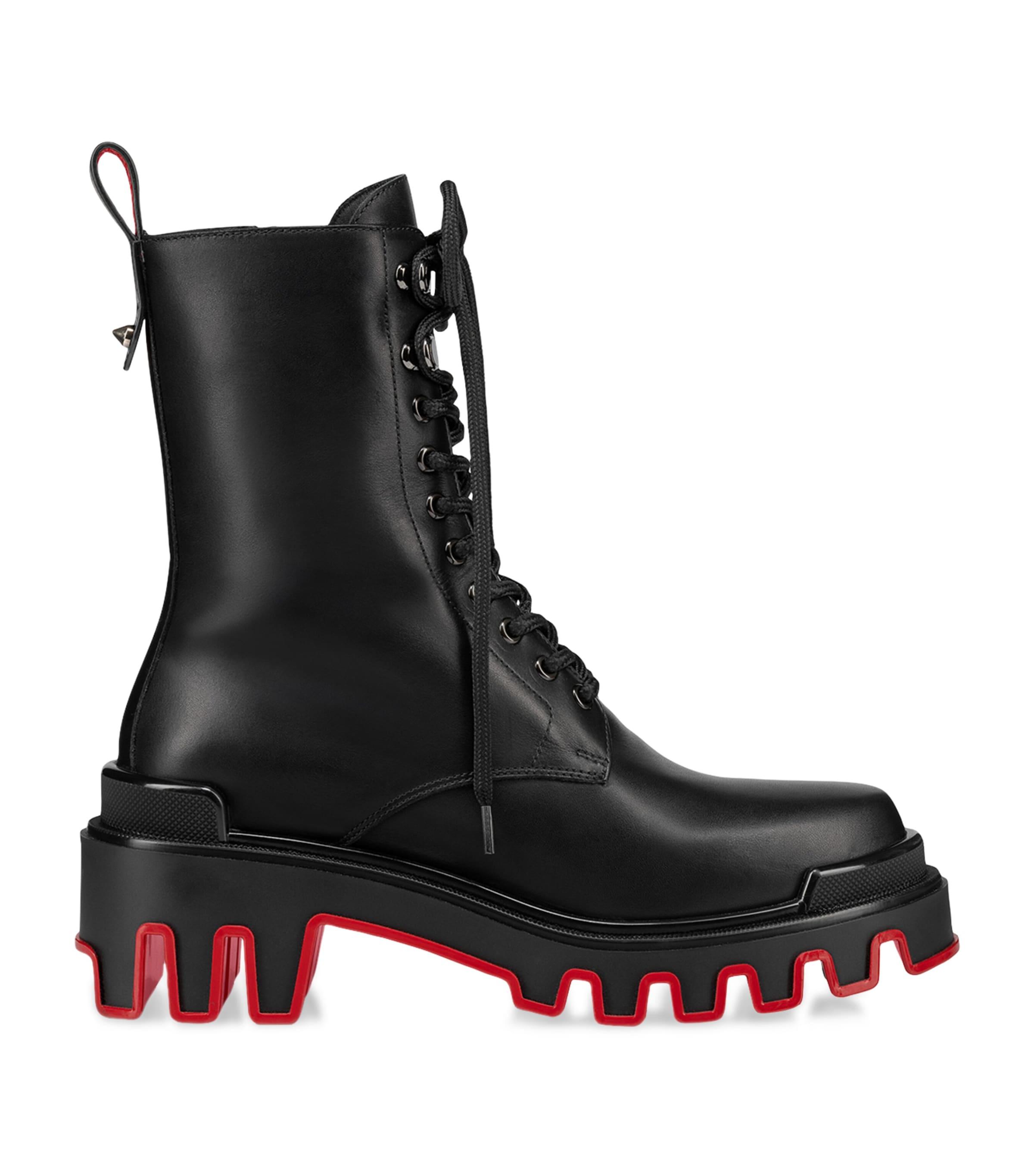 Christian Louboutin Dune Trott Alta Leather Lace Up Boots In Black Lyst