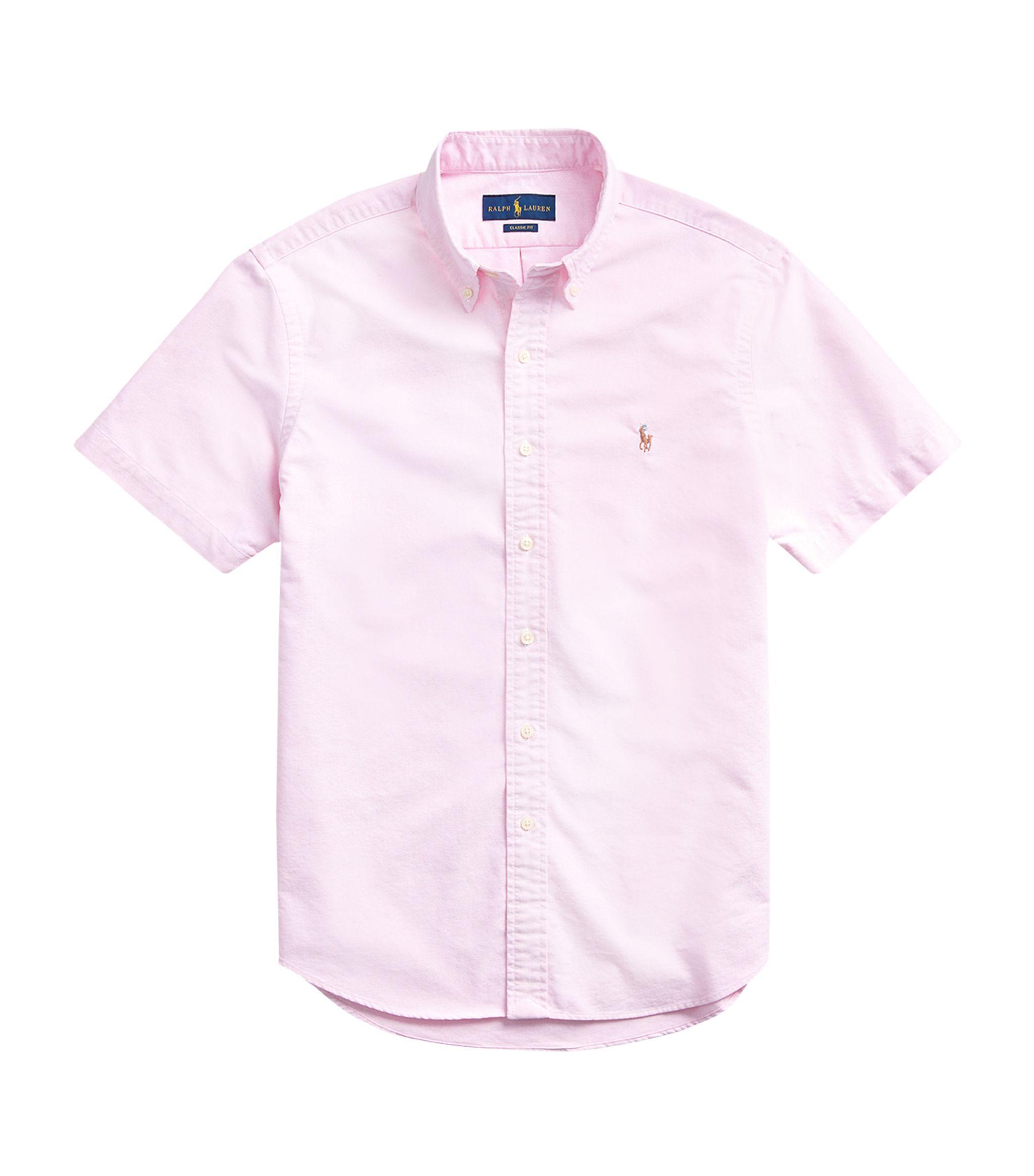 pink oxford short sleeve shirt