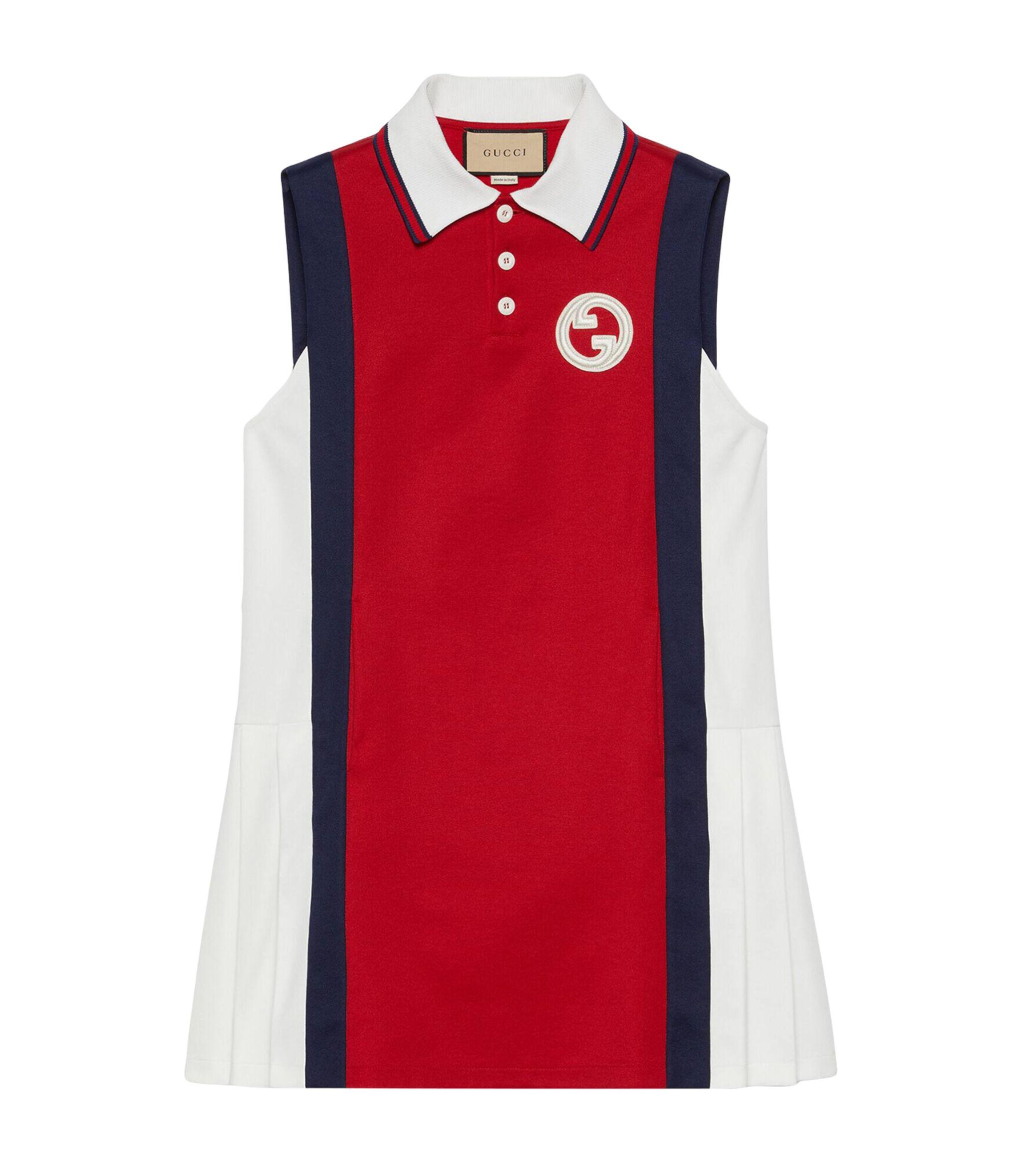 Gucci Technical Jersey Polo Dress in Red