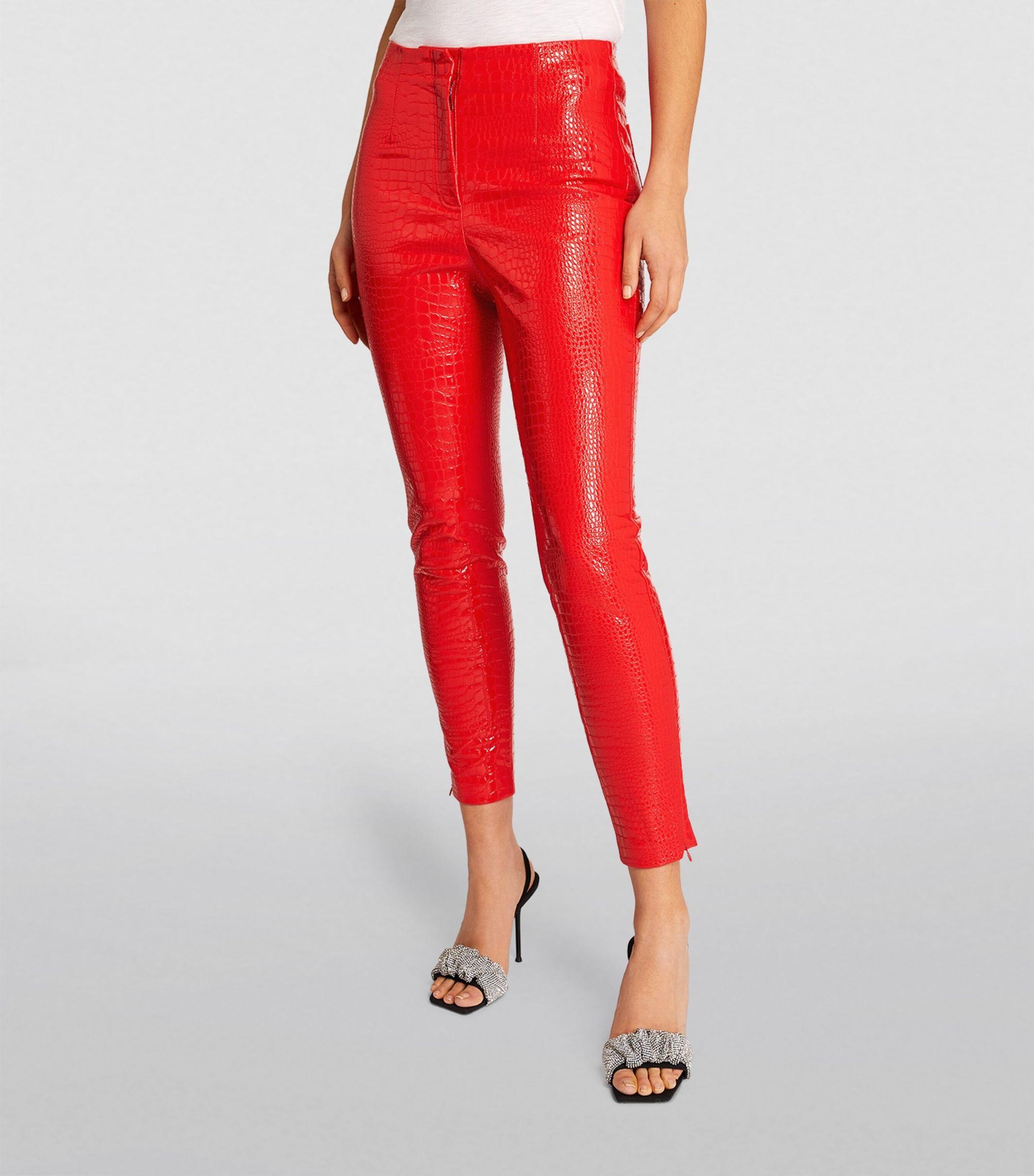 ROTATE BIRGER CHRISTENSEN Croc-embossed Faux Leather Leggings in Red | Lyst