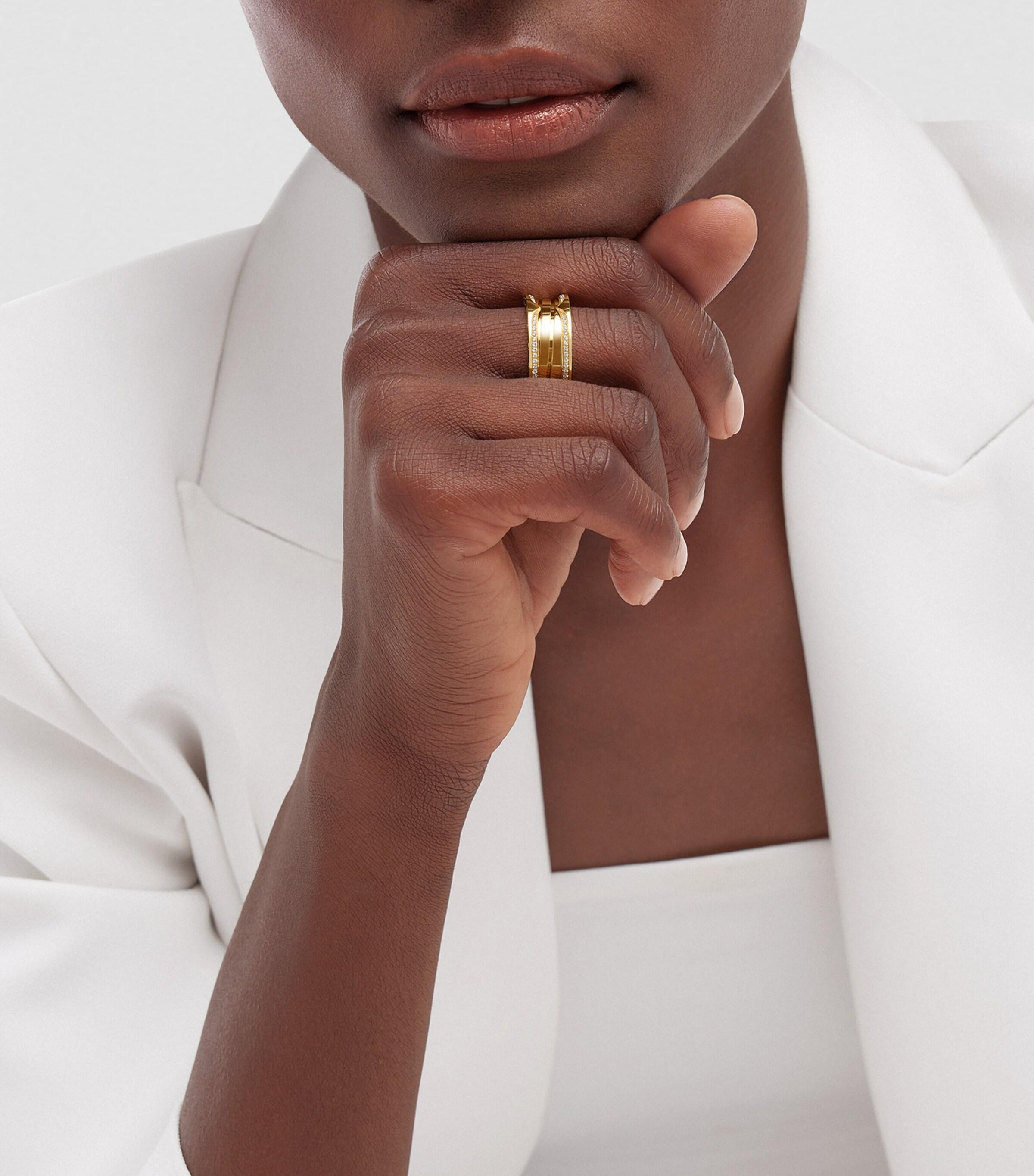 BVLGARI And Diamond Three-Band Ring in Metallic Lyst UK