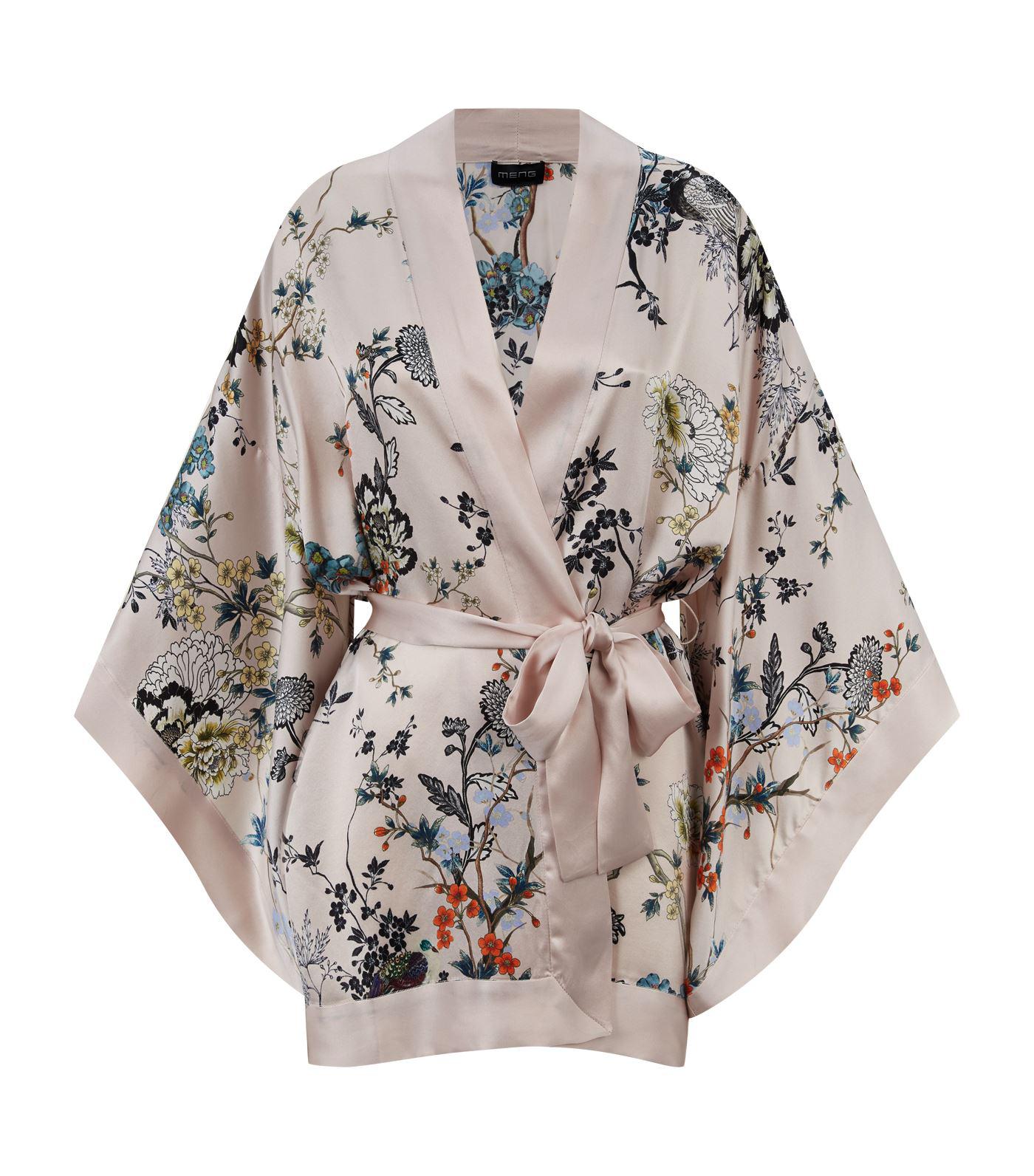 Meng Silk Floral Kimono Robe in Pink - Lyst