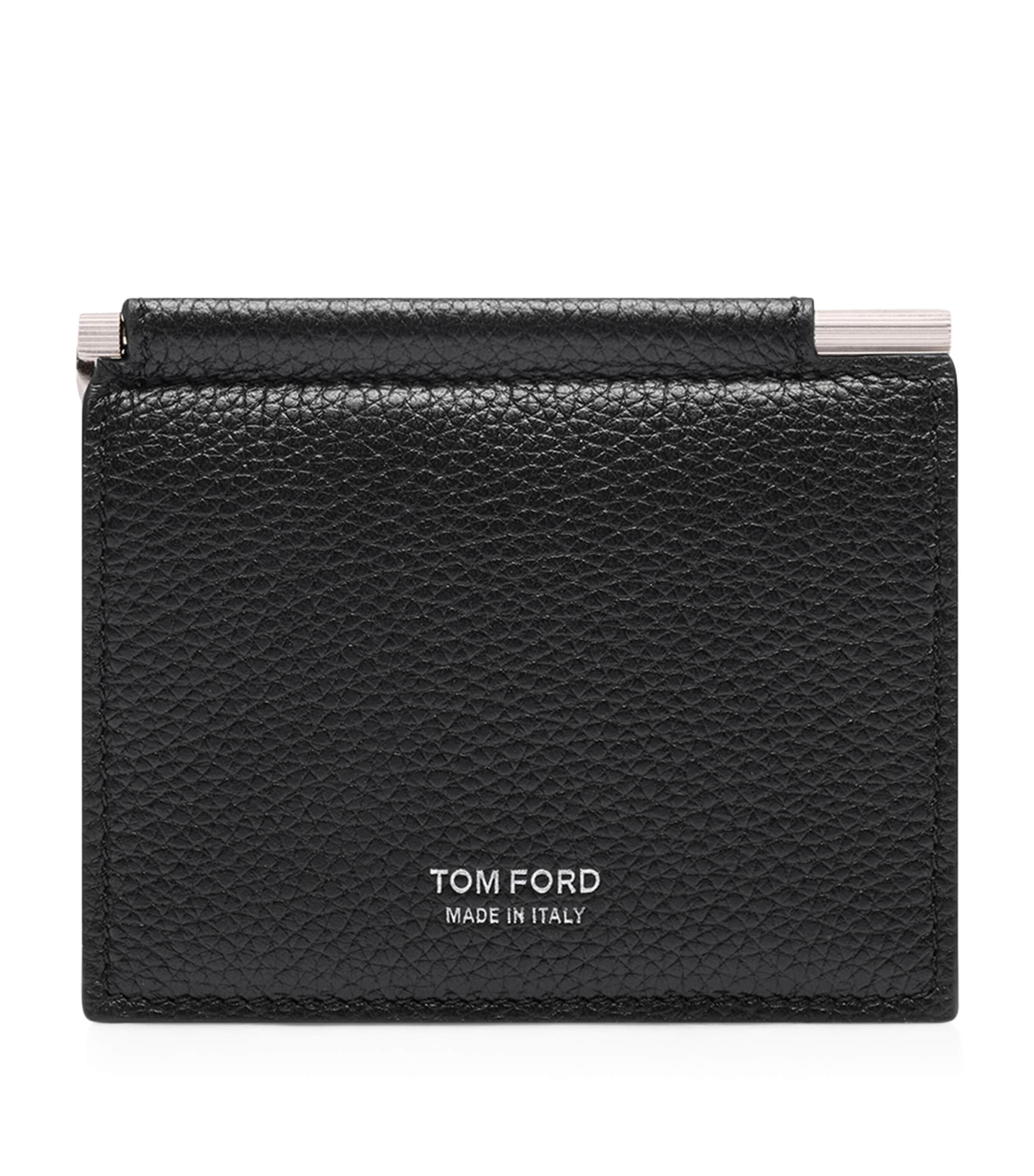 Tom Ford Leather T-Line Money Clip Cardholder in Black for Men