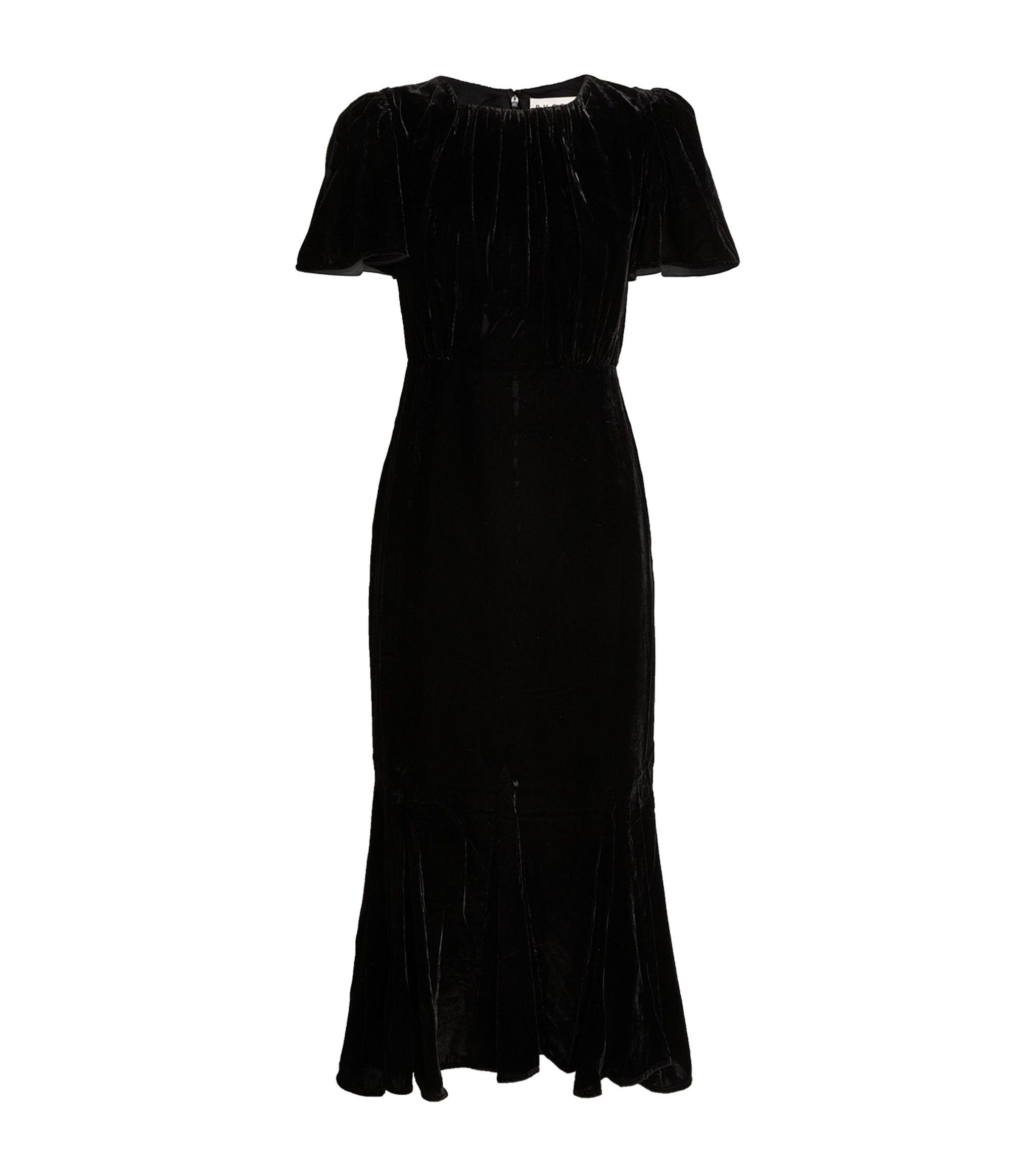 RHODE Velvet Arabella Midi Dress in Black | Lyst