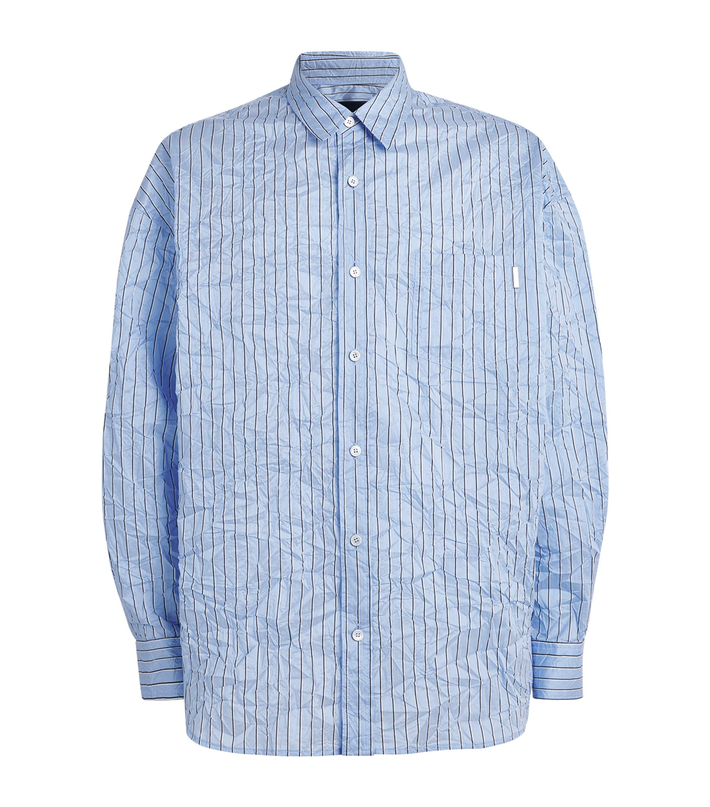 Juun.J Stripe Crinkle Shirt in Blue for Men | Lyst