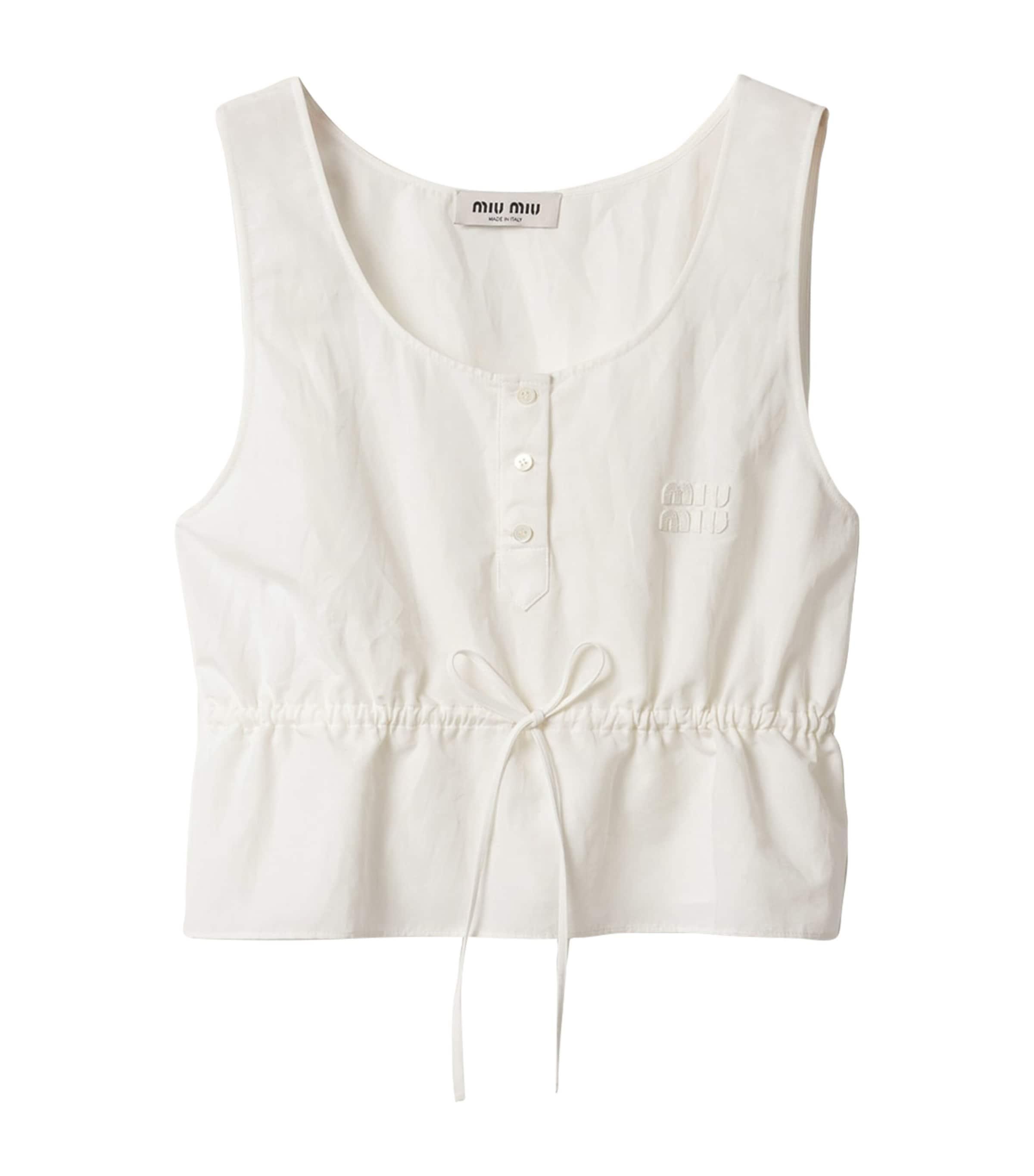 トップス mi Miu Miu Cotton-Linen Sleeveless Top in White | Lyst Canada