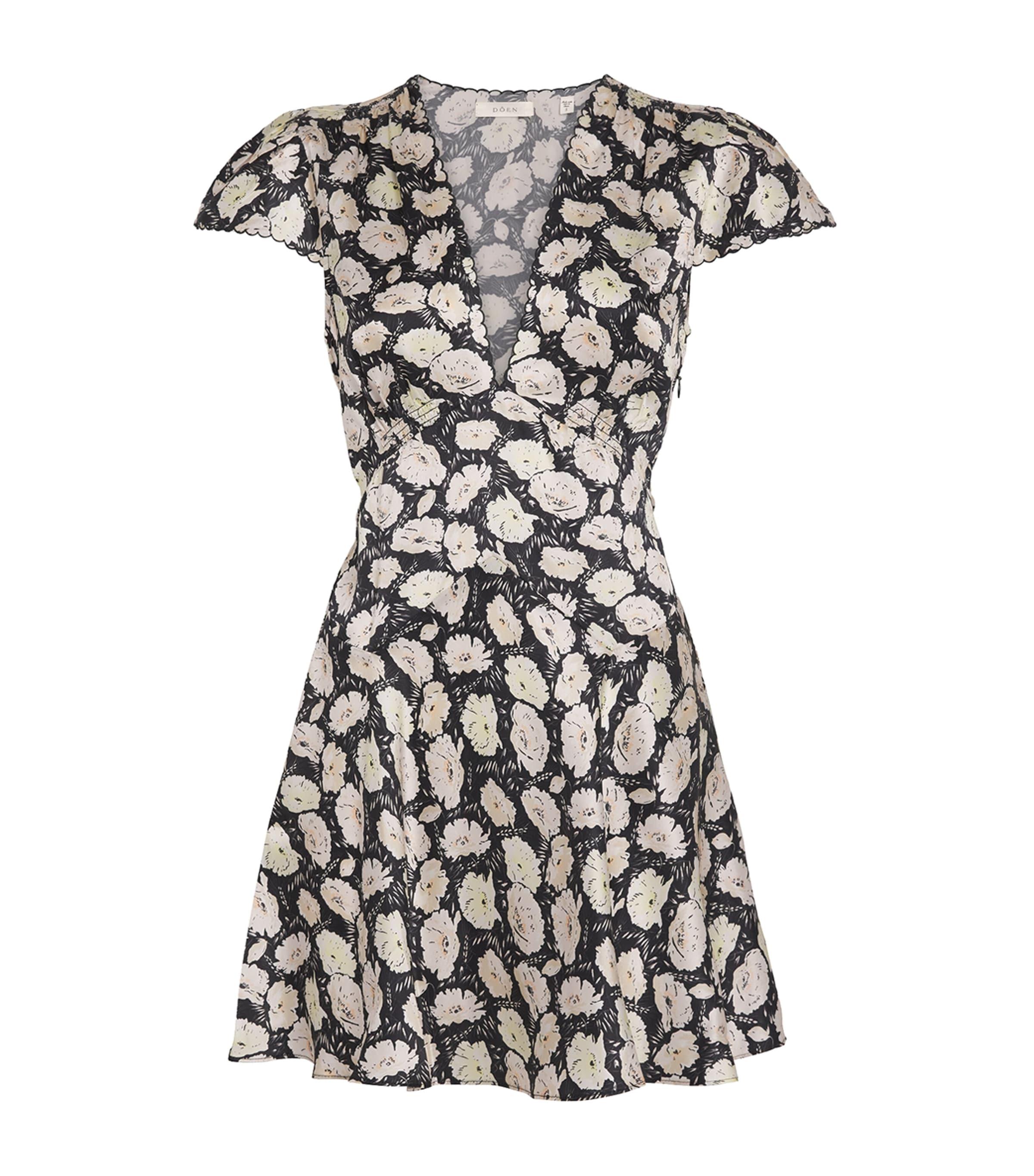 doen silk mini dress Doen Silk Mini Dress with Rosette Detail by Doen
