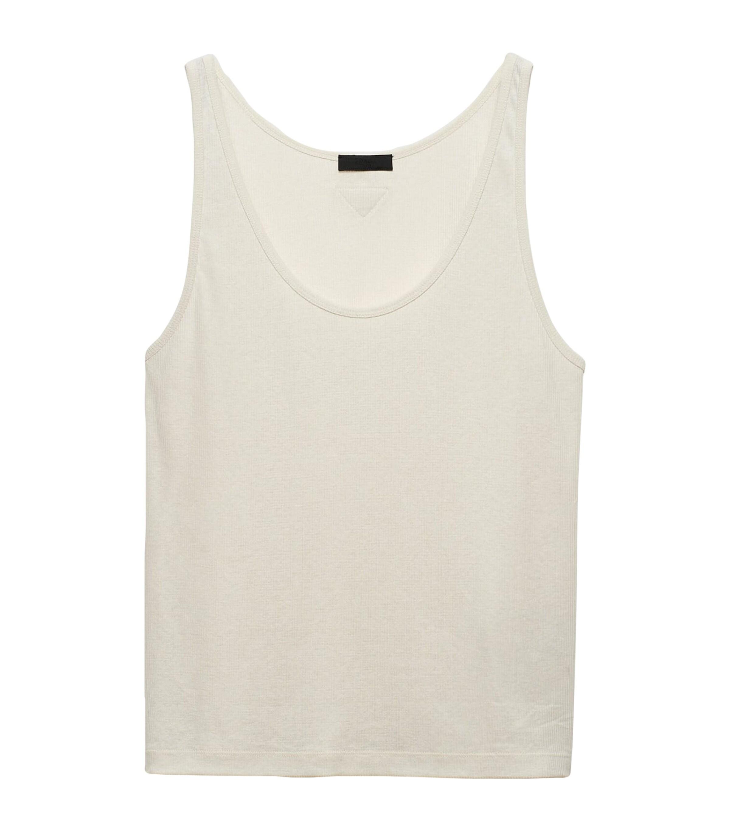 Tシャツ・カットソー PRADA Sand Cotton Tank Top prada-Neutral-Linen-Cotton-