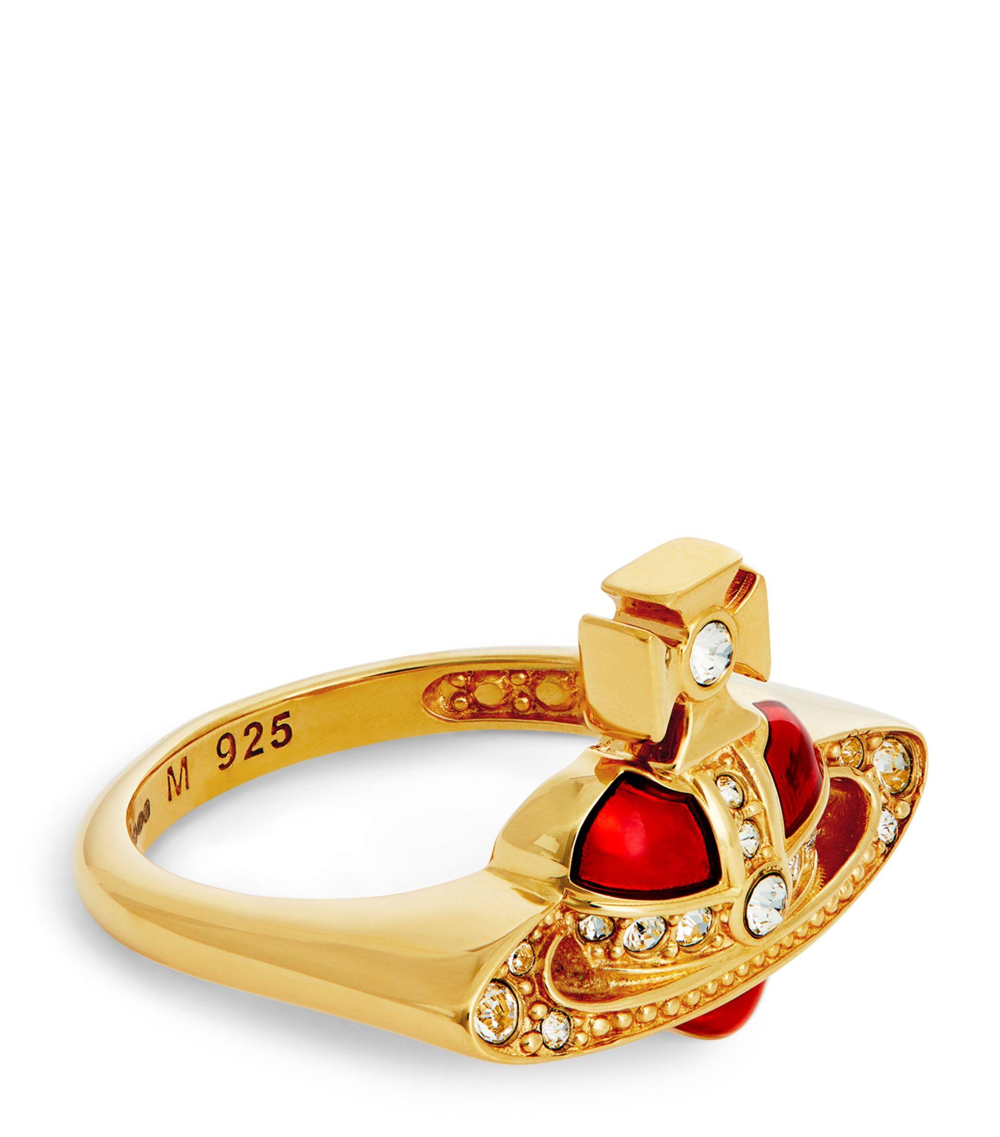 Vivienne Westwood New Diamante Heart Ring in Metallic for Vivienne Westwood New Diamante Heart Ring in Metallic for