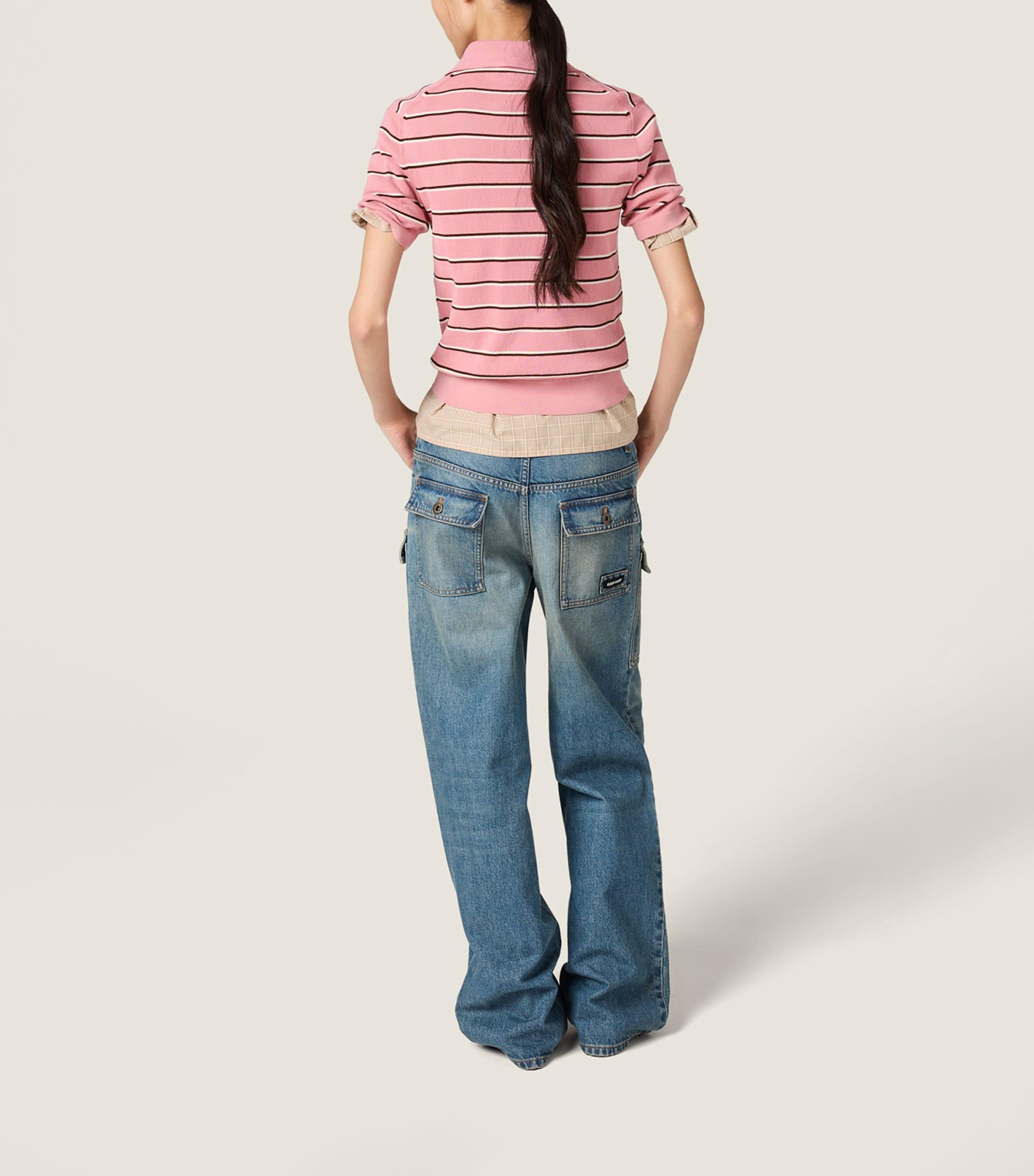 【MIU MIU】Strech Cloth Stripe Shirts MIU MIU】Strech Cloth Stripe Shirts Miu Miu Stretch Fabric Shirt