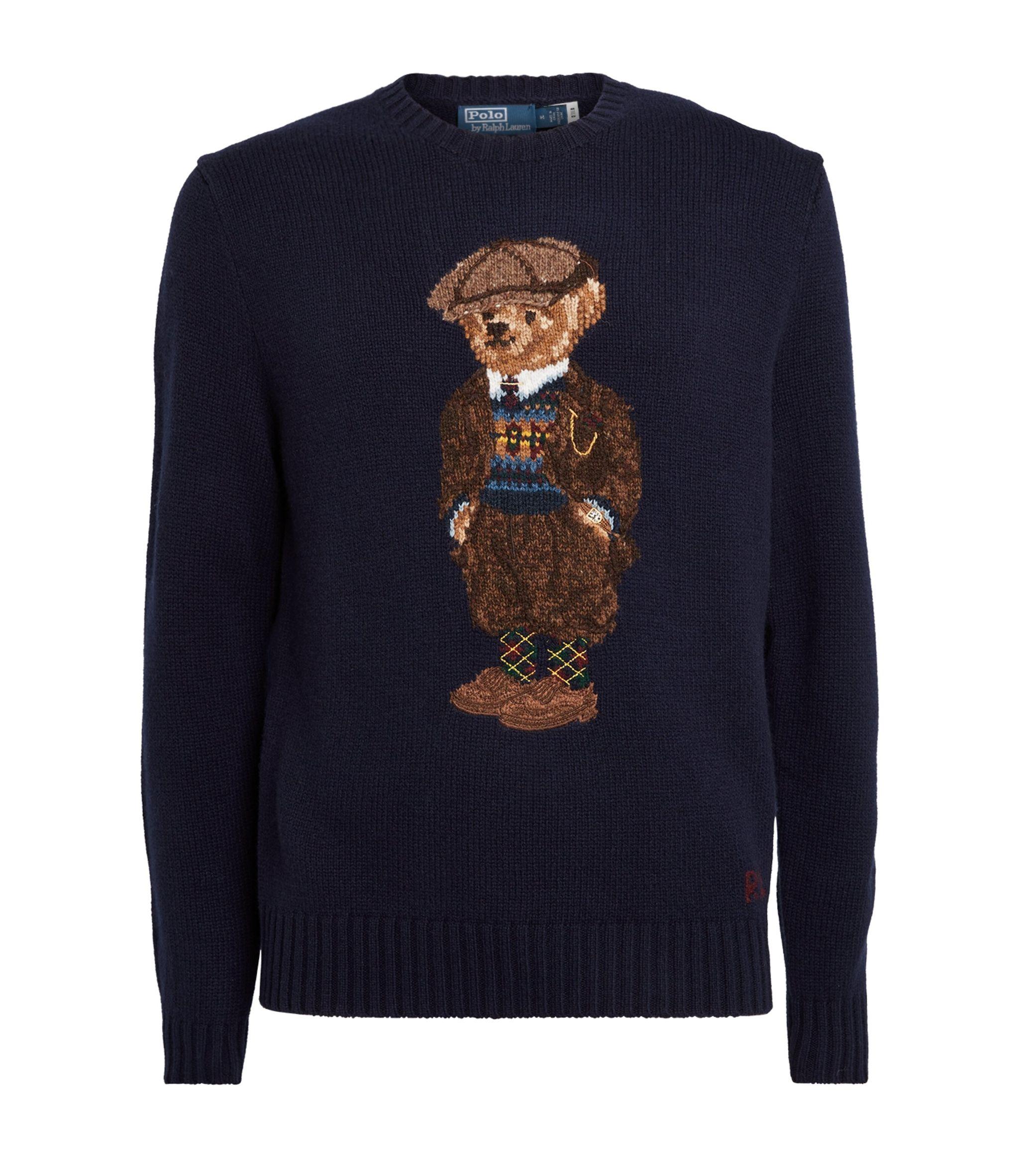 Polo Ralph Lauren Wool Polo Bear Sweater in Blue for Men | Lyst