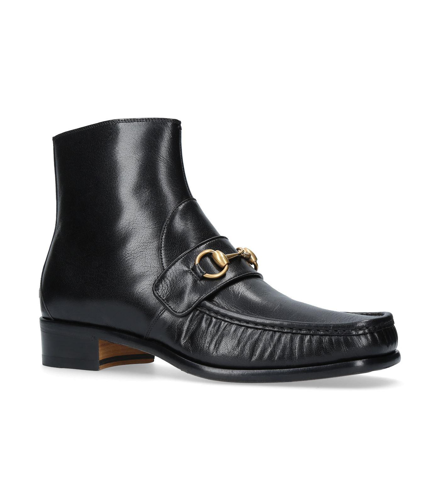 Gucci Vegas Horsebit Ankle Boots in Black | Lyst