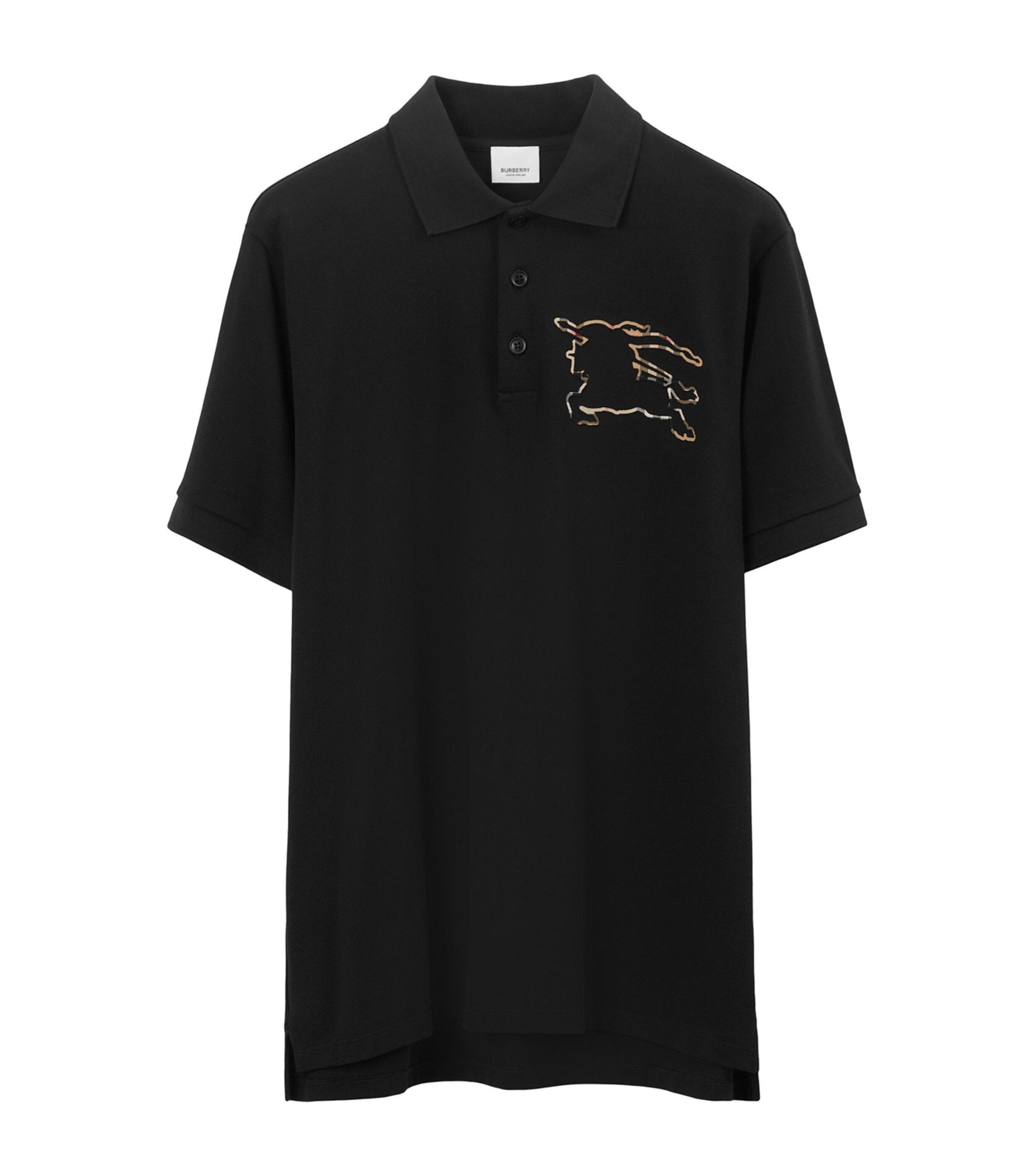 Burberry Check Ekd Polo Shirt in Black for Men | Lyst